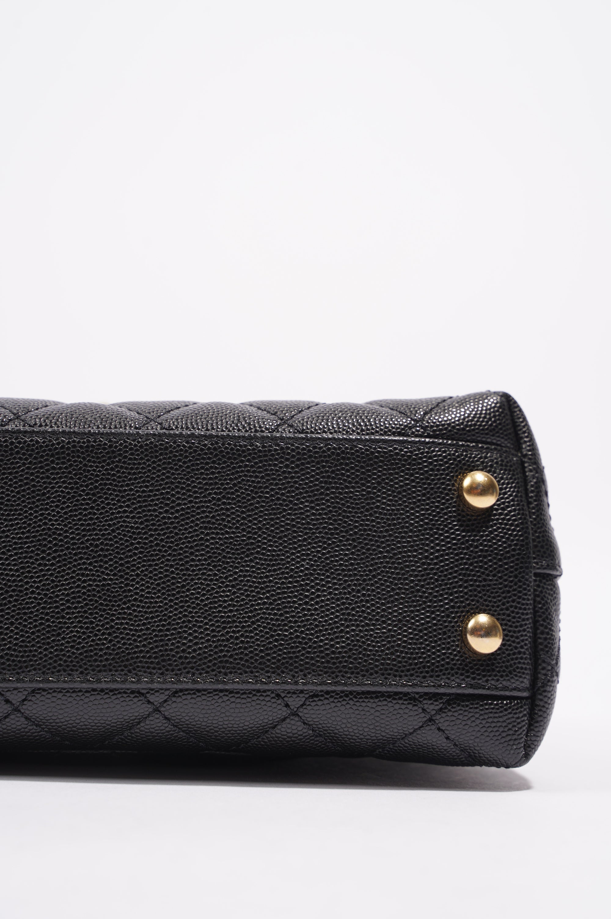 Chanel Womens Coco Top Handle Black Caviar Leather Small
