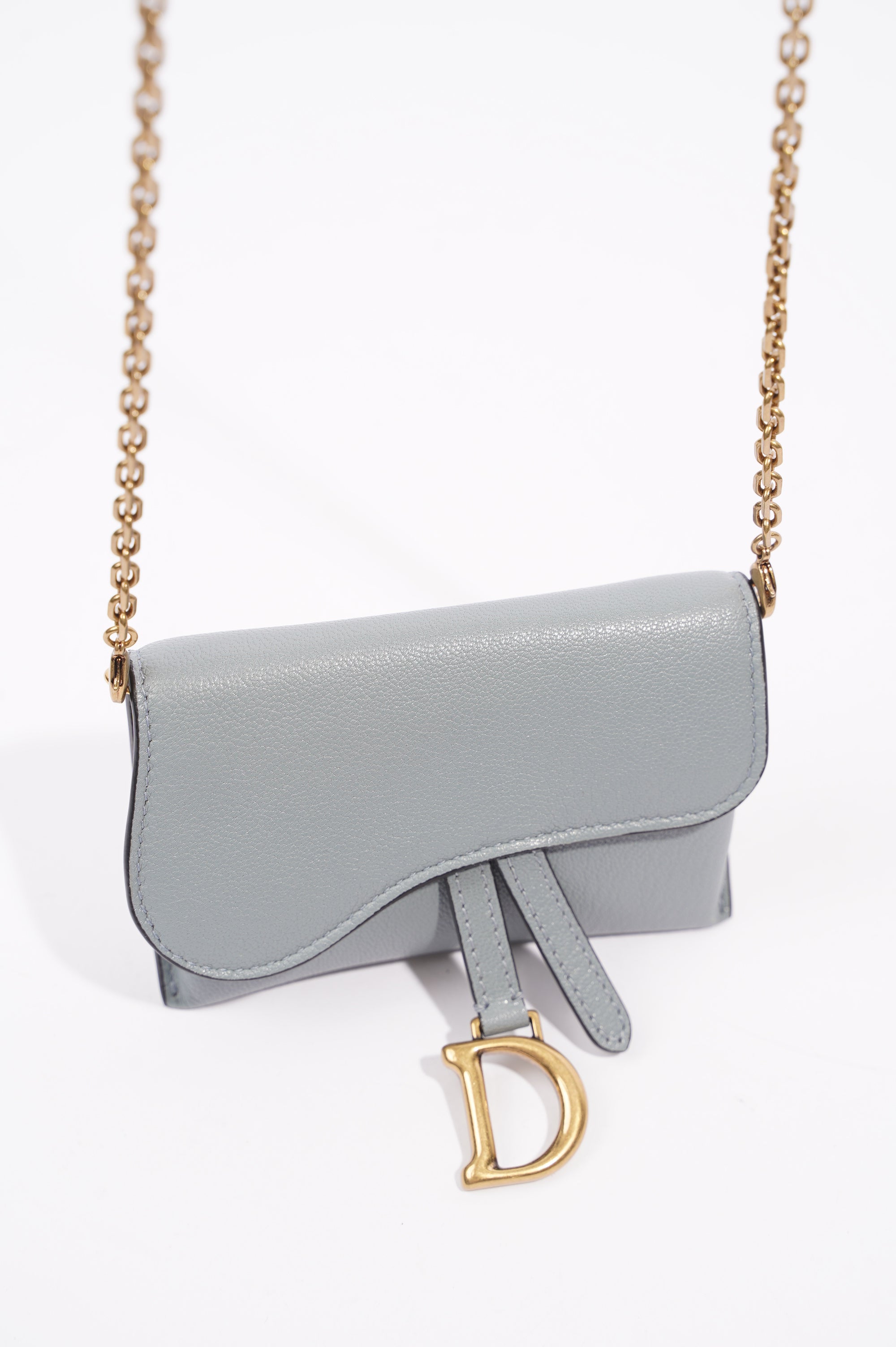 Christian Dior Womens Saddle Pouch Baby Blue Nano