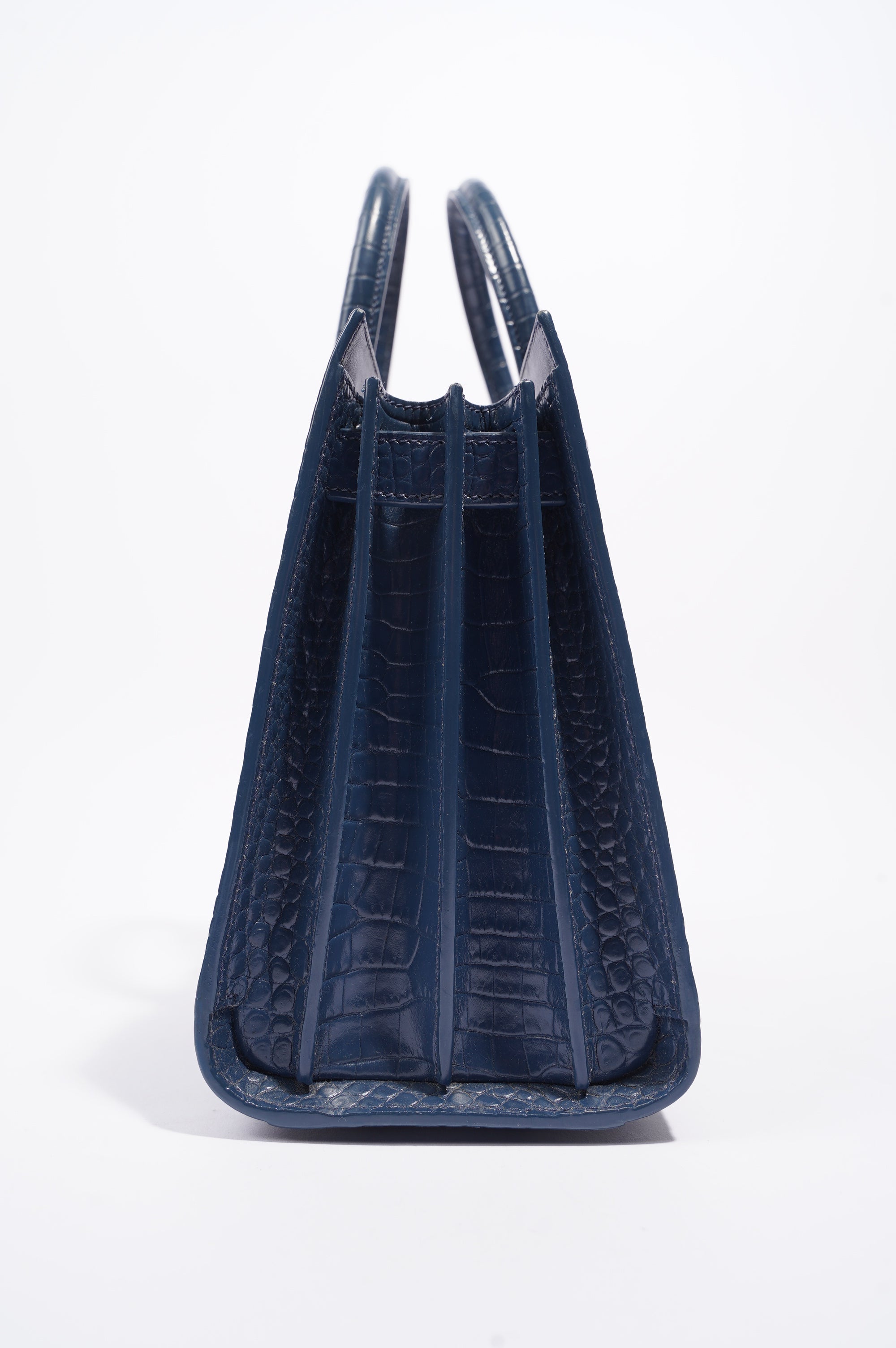 Saint Laurent Womens Sac De Jour Navy Croc Baby