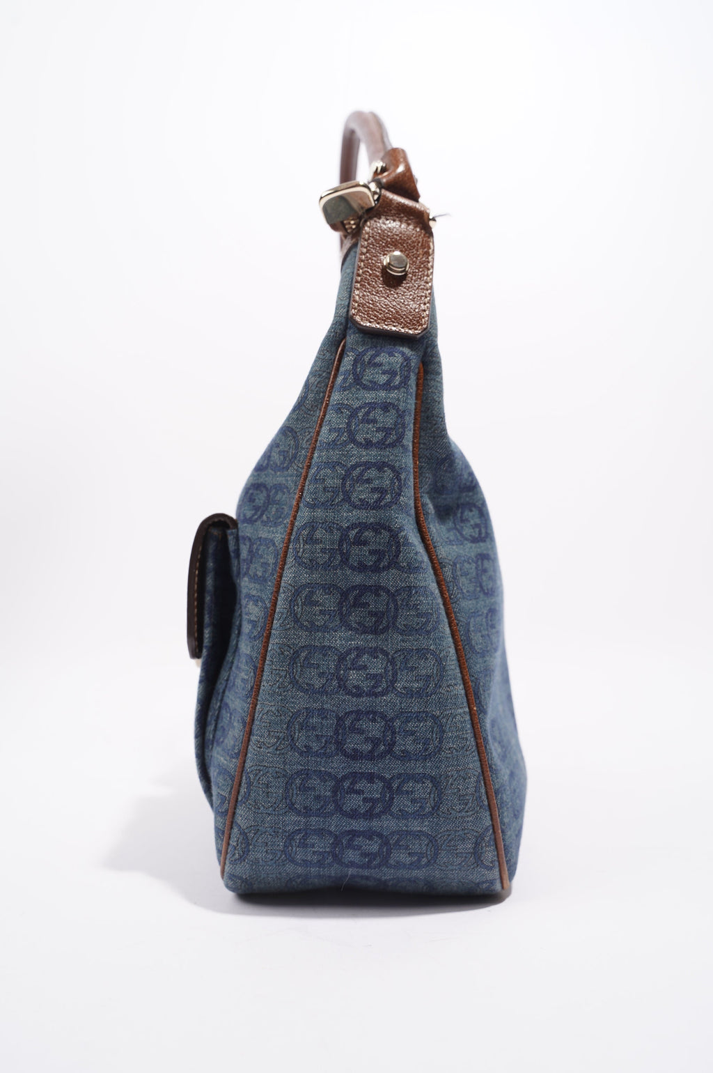 Gucci Womens Hobo Interlocking GG Bag Blue / Brown