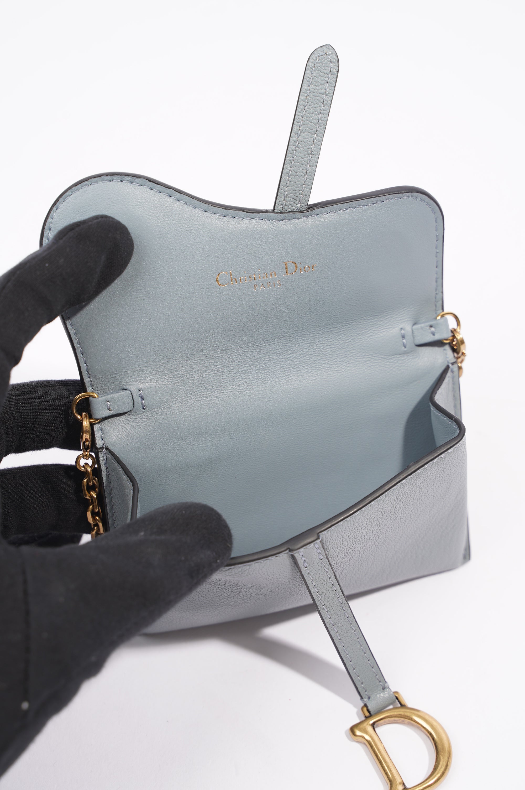 Christian Dior Womens Saddle Pouch Baby Blue Nano