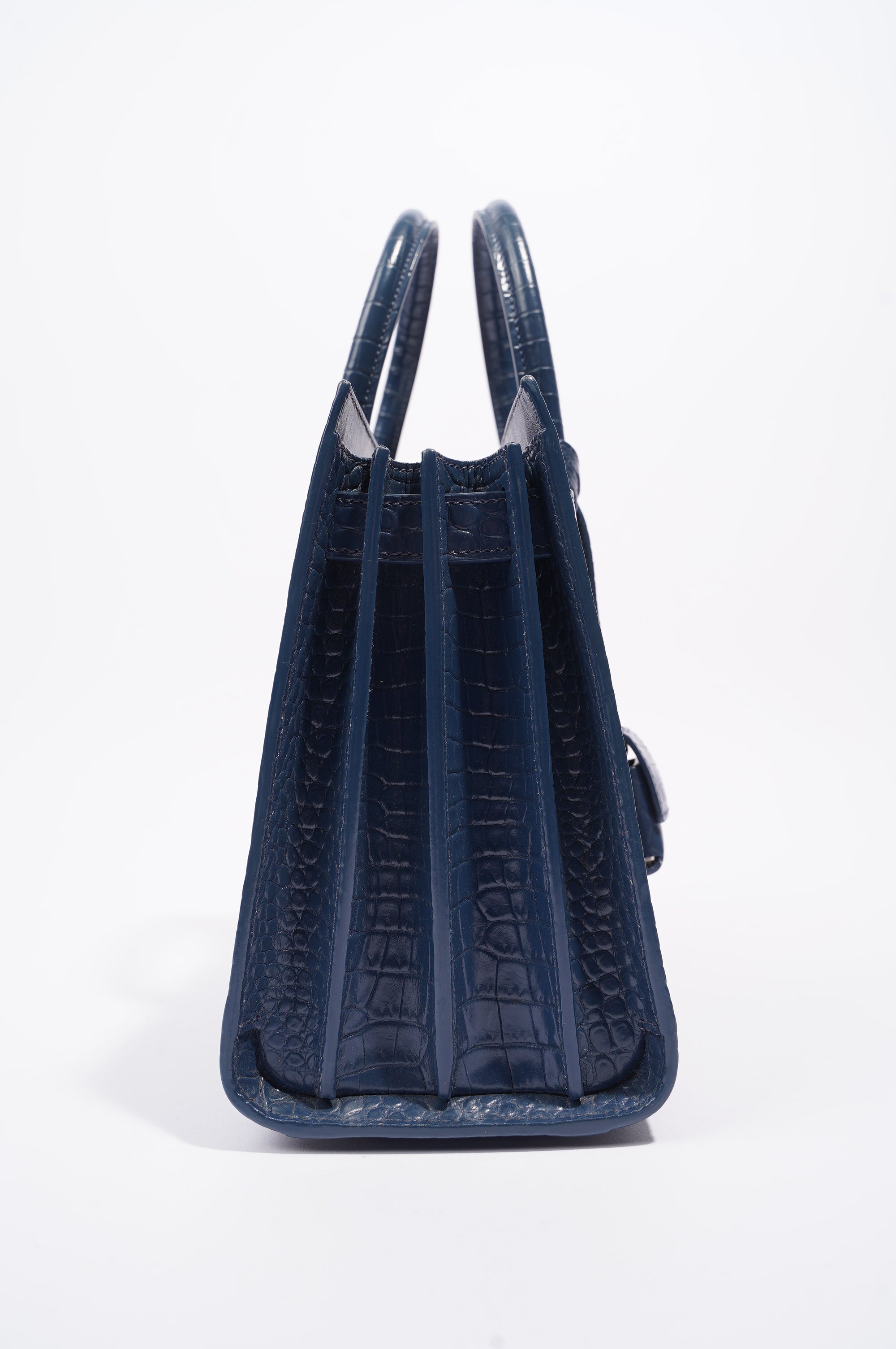 Saint Laurent Womens Sac De Jour Navy Croc Baby