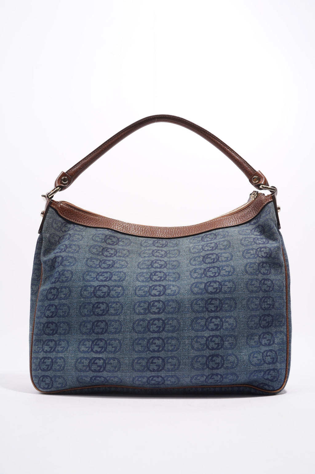 Gucci Womens Hobo Interlocking GG Bag Blue / Brown