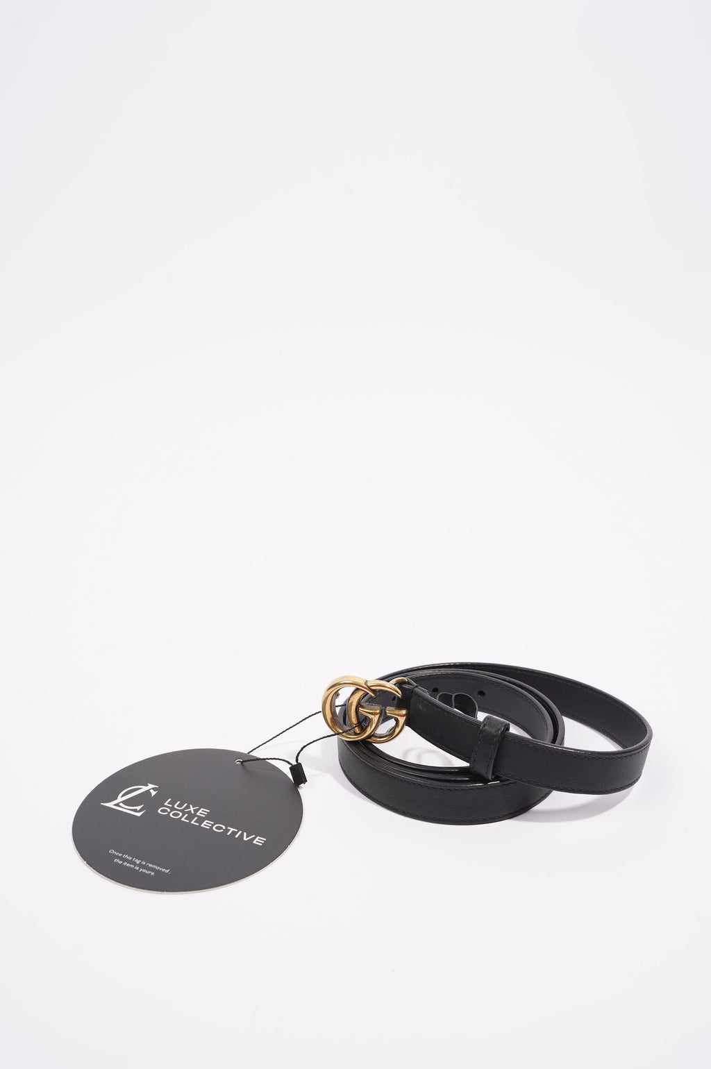 Gucci Womens Skinny Marmont Belt Black / Gold 95-30