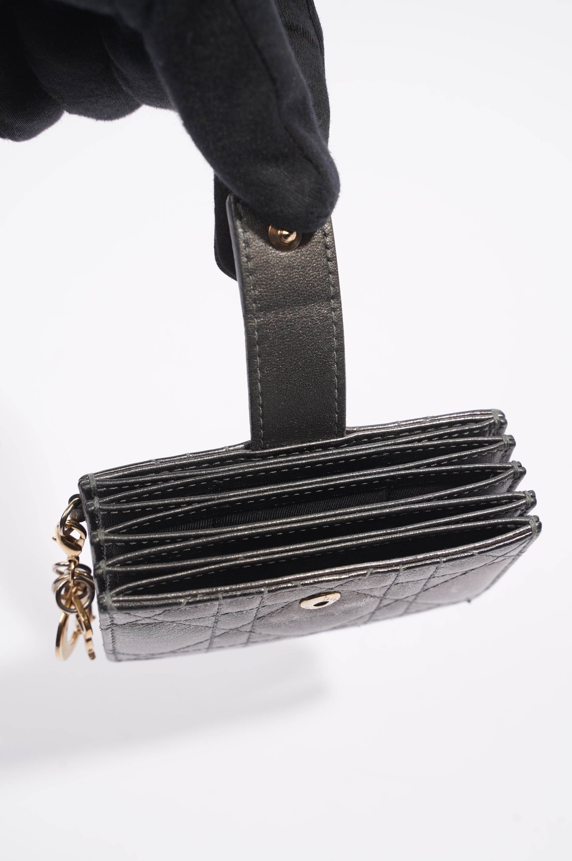 Christian Dior Womens Lady Dior Card Holder Grey