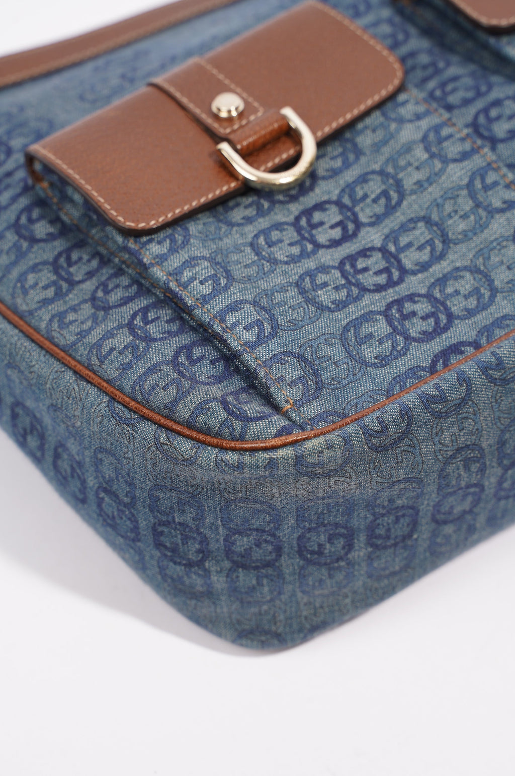 Gucci Womens Hobo Interlocking GG Bag Blue / Brown