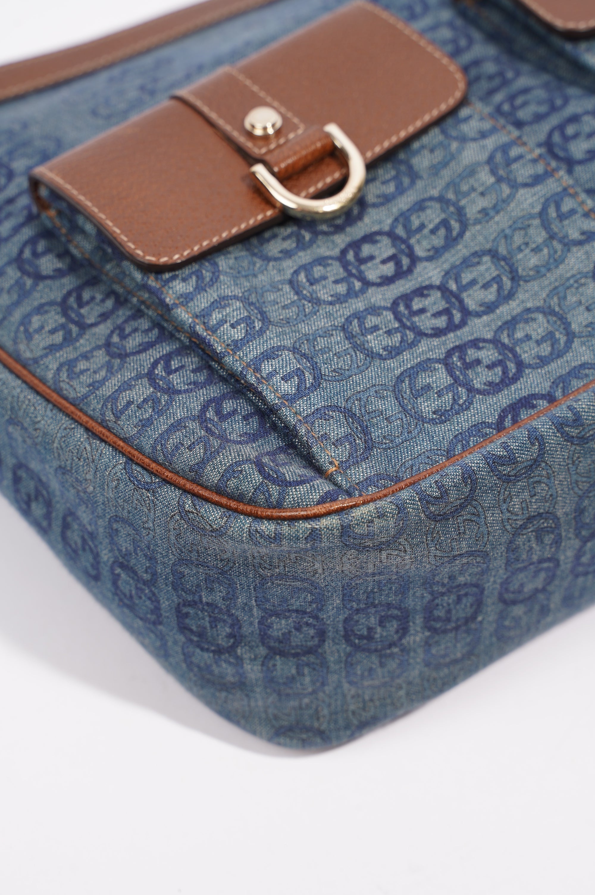 Gucci Womens Hobo Interlocking GG Bag Blue / Brown