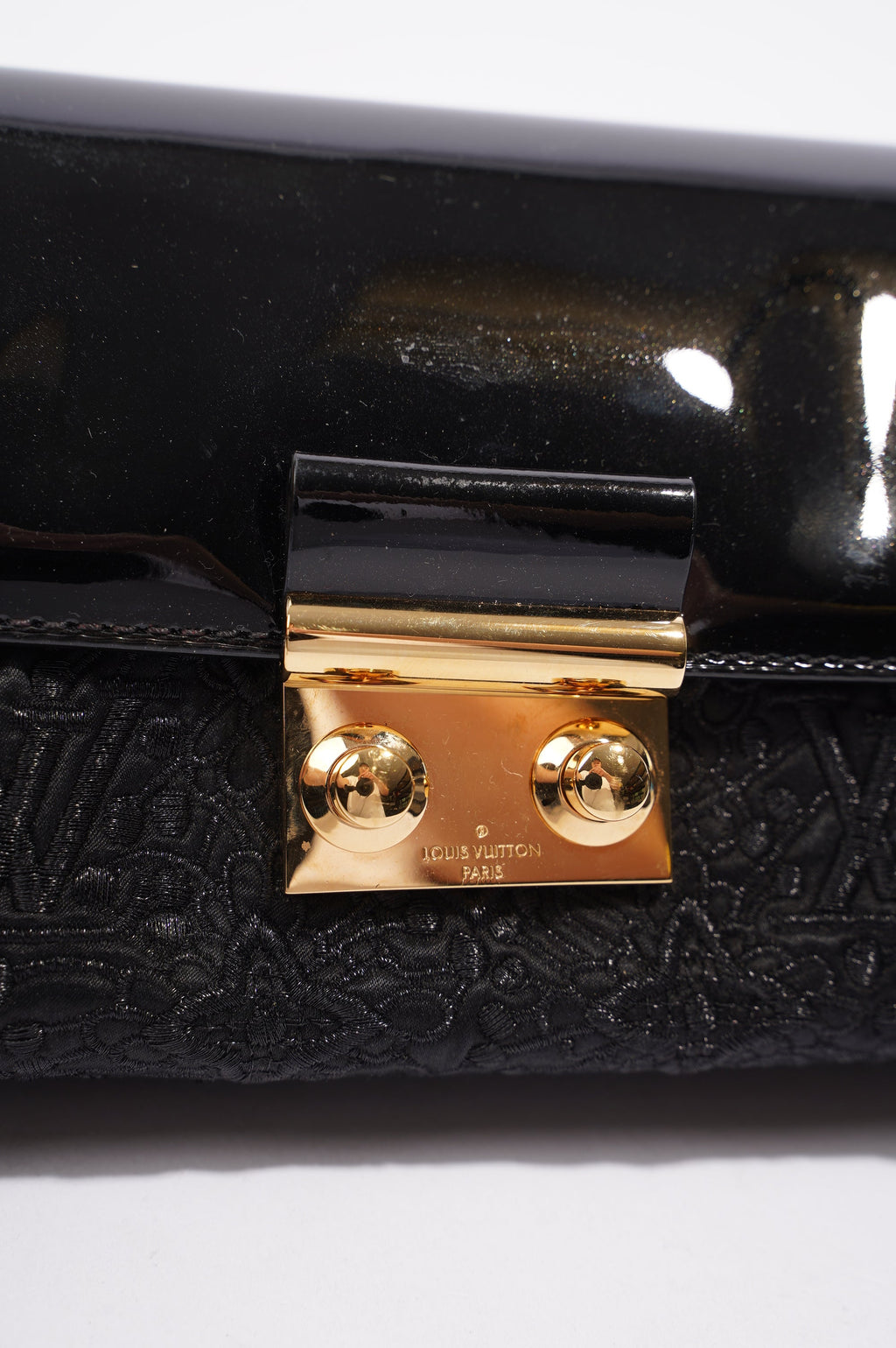 Louis Vuitton Womens Vintage Patent Clutch Black