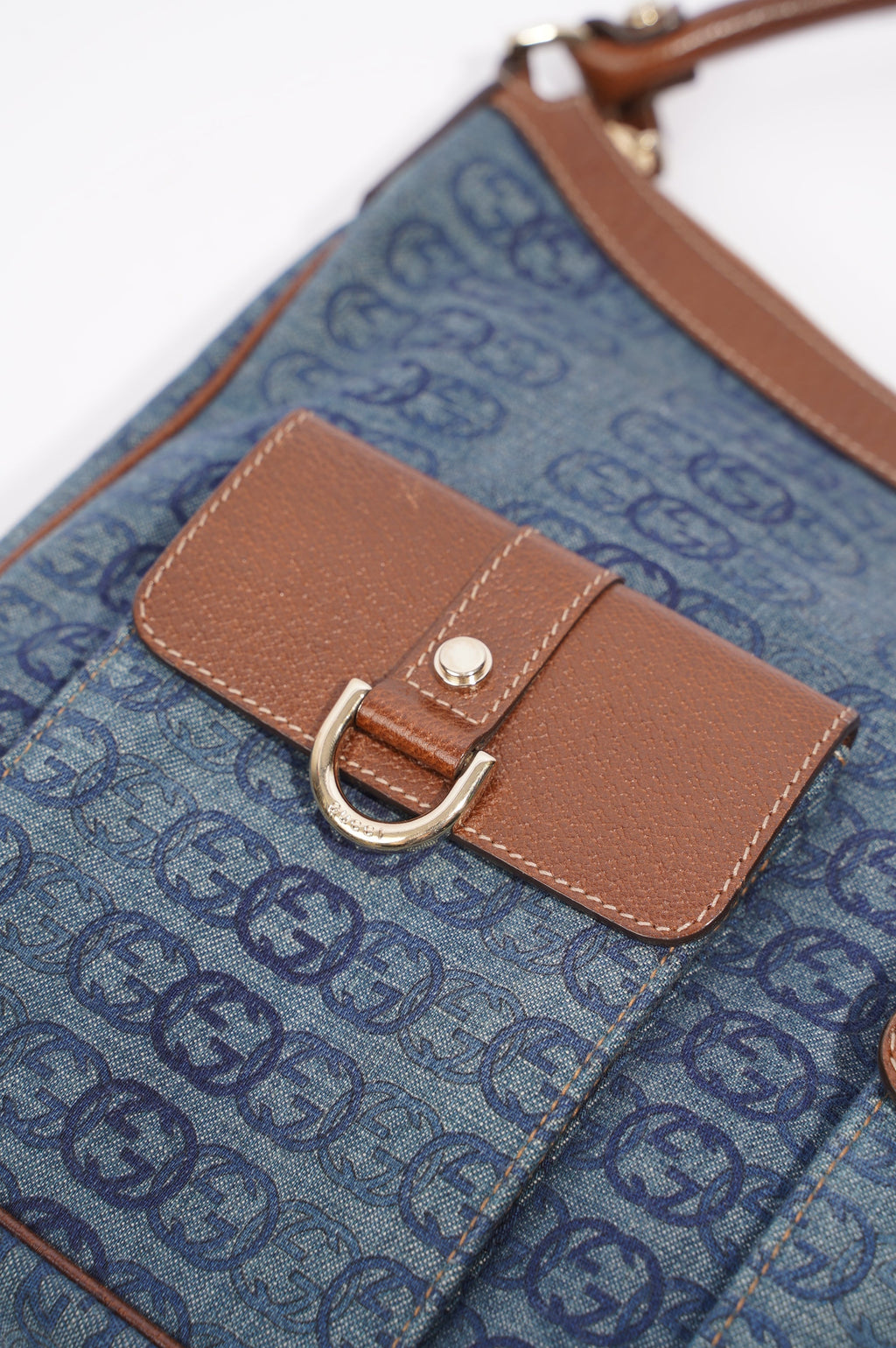 Gucci Womens Hobo Interlocking GG Bag Blue / Brown