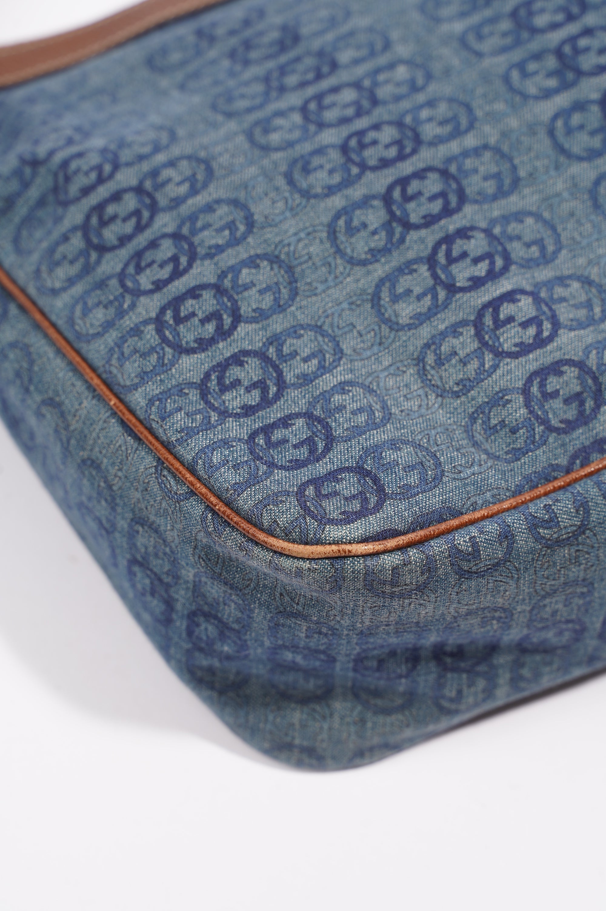 Gucci Womens Hobo Interlocking GG Bag Blue / Brown