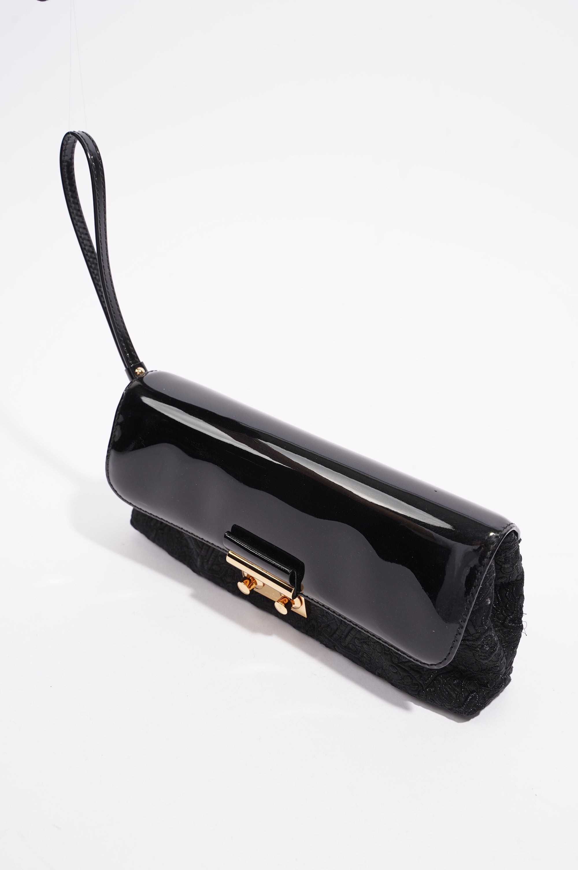 Louis Vuitton Womens Vintage Patent Clutch Black