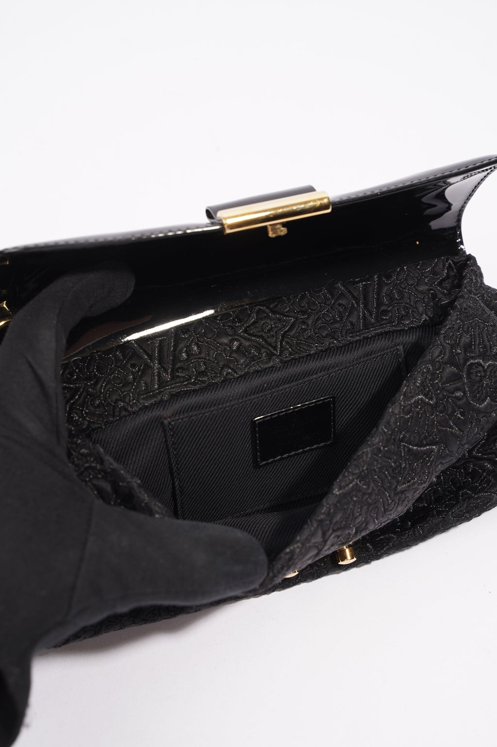 Louis Vuitton Womens Vintage Patent Clutch Black