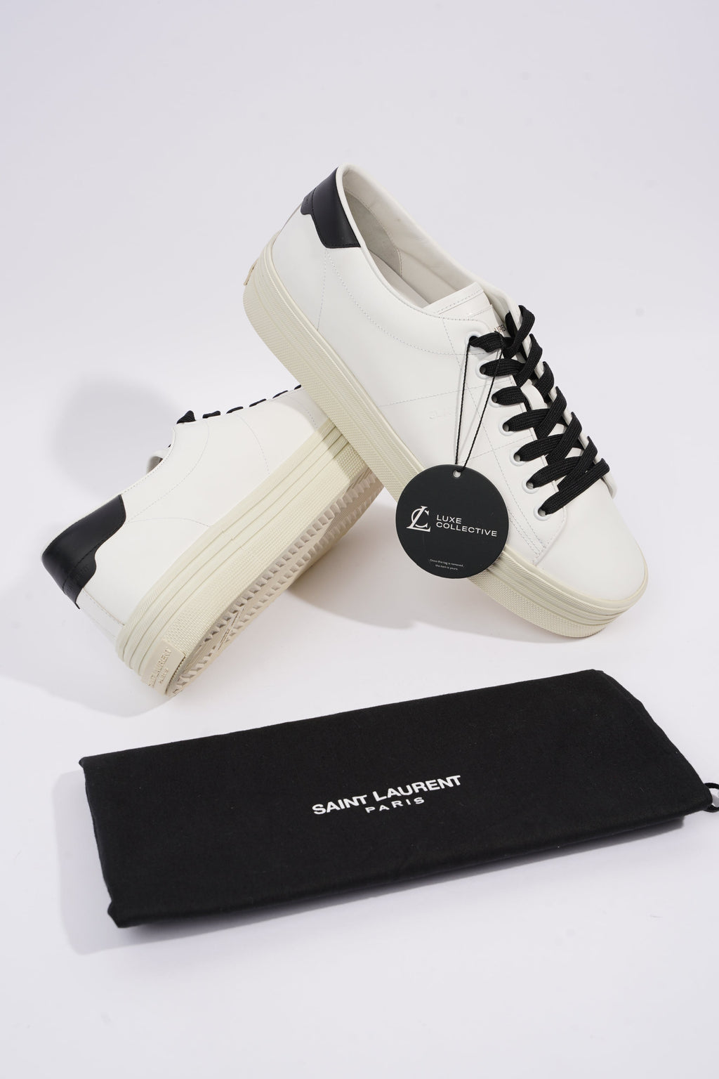 Saint Laurent Womens Low Top Sneaker White / Black EU 40 / UK 7