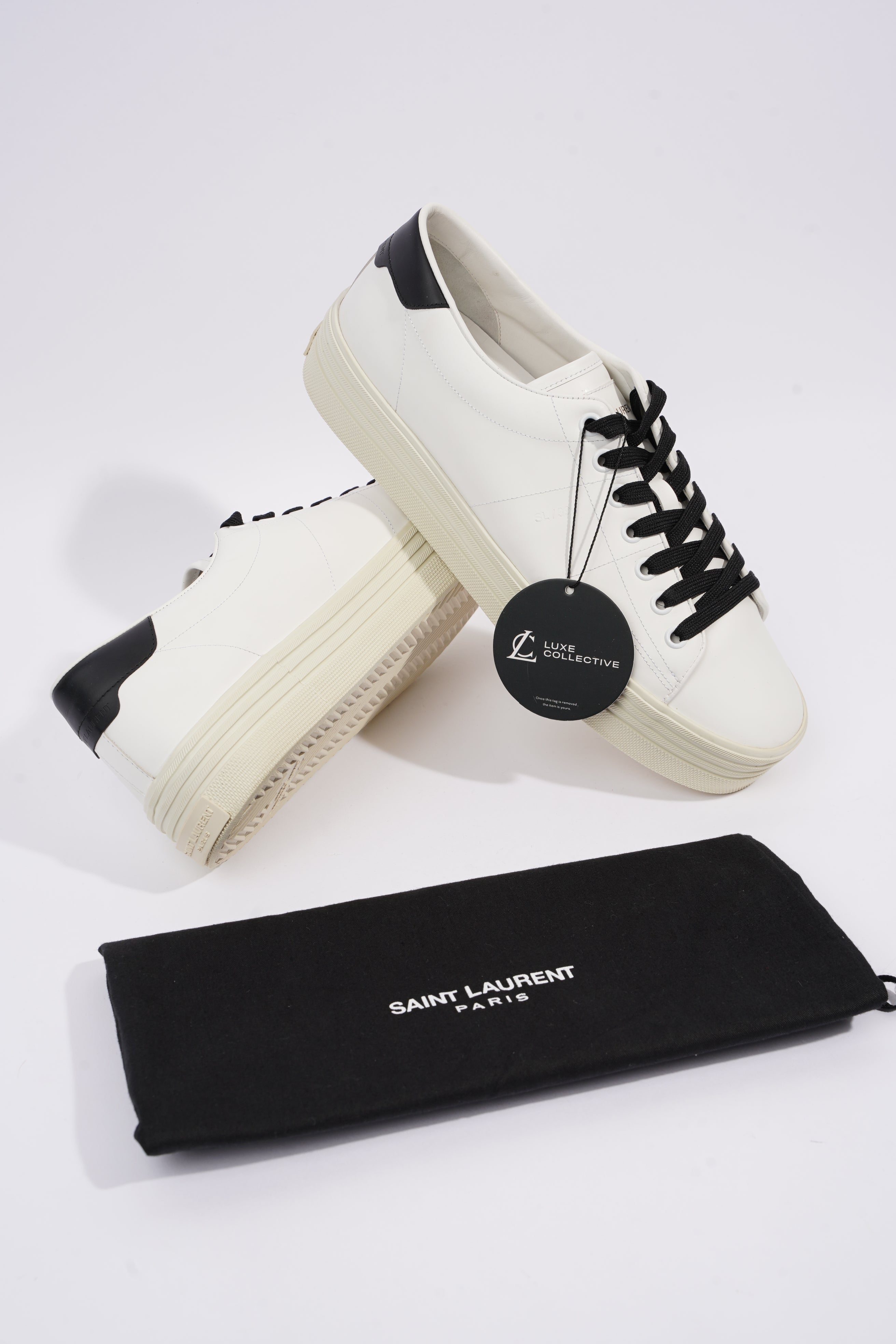 Saint Laurent Womens Low Top Sneaker White / Black EU 40 / UK 7