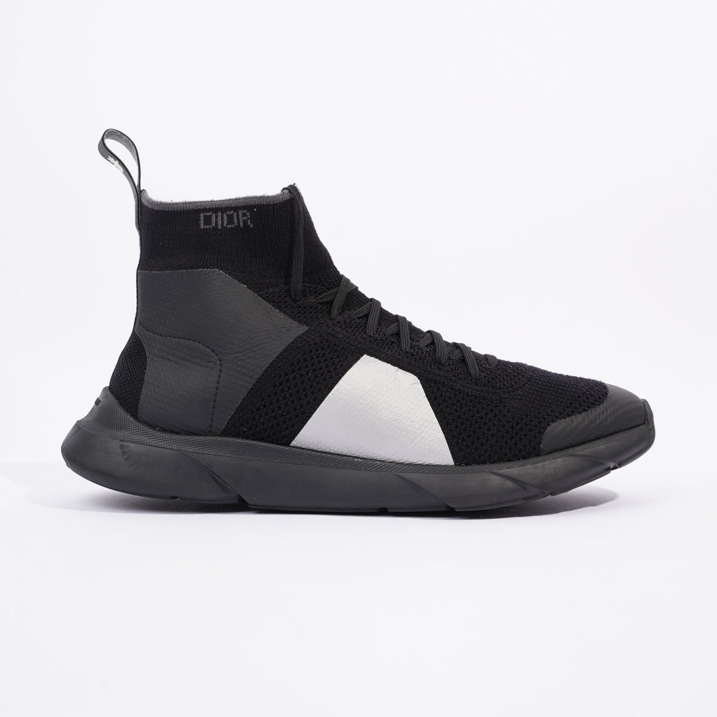 Christian Dior Mens B21 High Top Socks Black / Grey EU 41 / UK 7