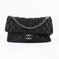 Chanel Satin Single Flap Bag Black Small XXL