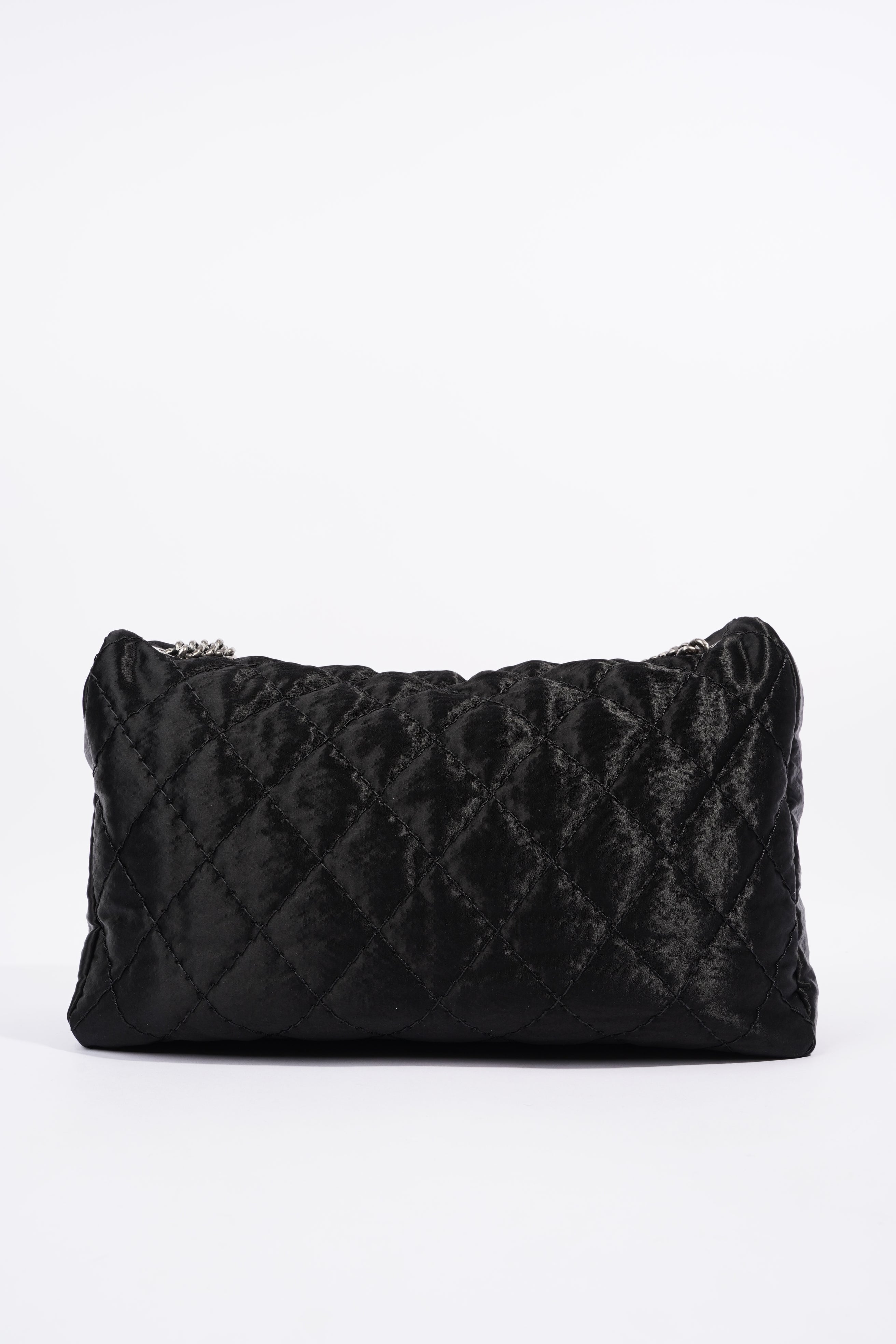 Chanel Satin Single Flap Bag Black Small XXL