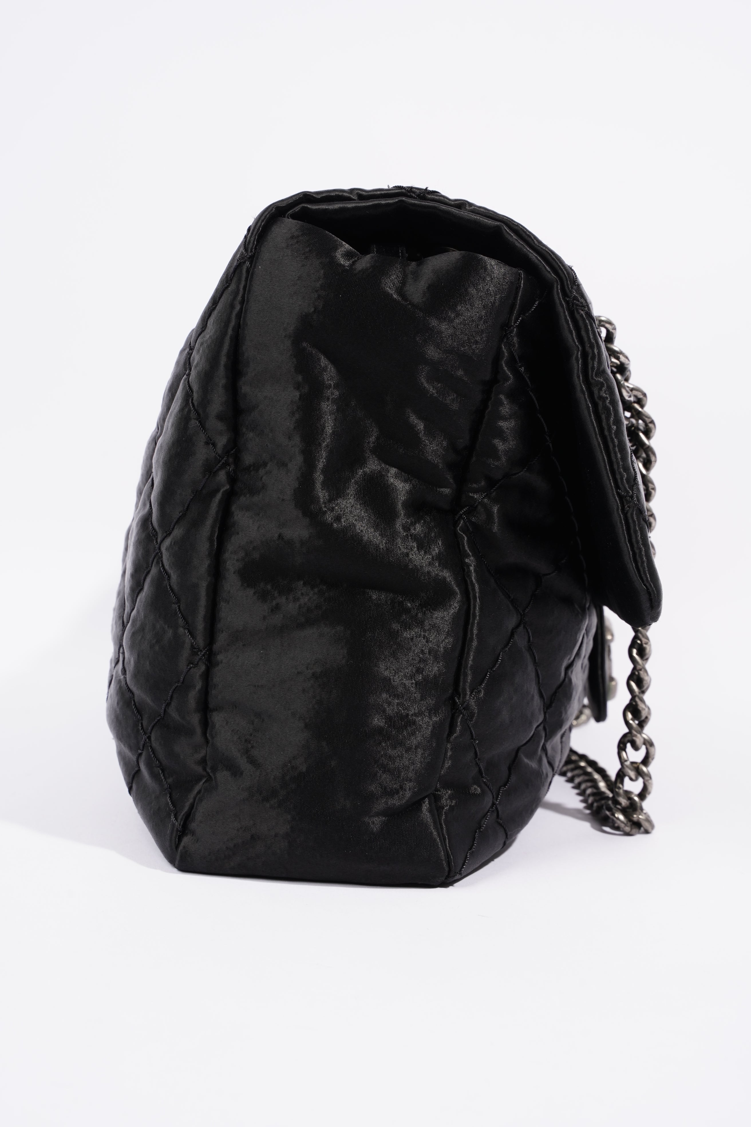 Chanel Satin Single Flap Bag Black Small XXL