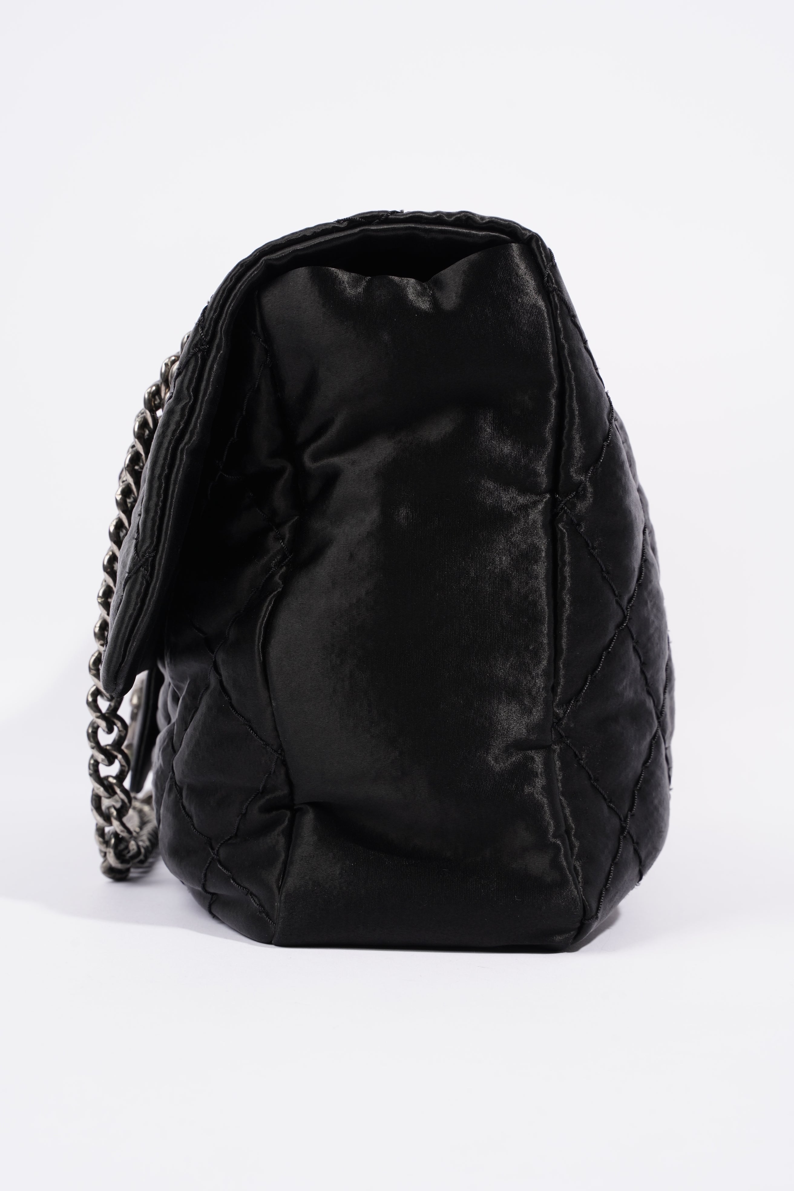 Chanel Satin Single Flap Bag Black Small XXL