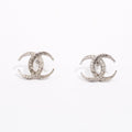 Chanel Womens CC Earrings Silver