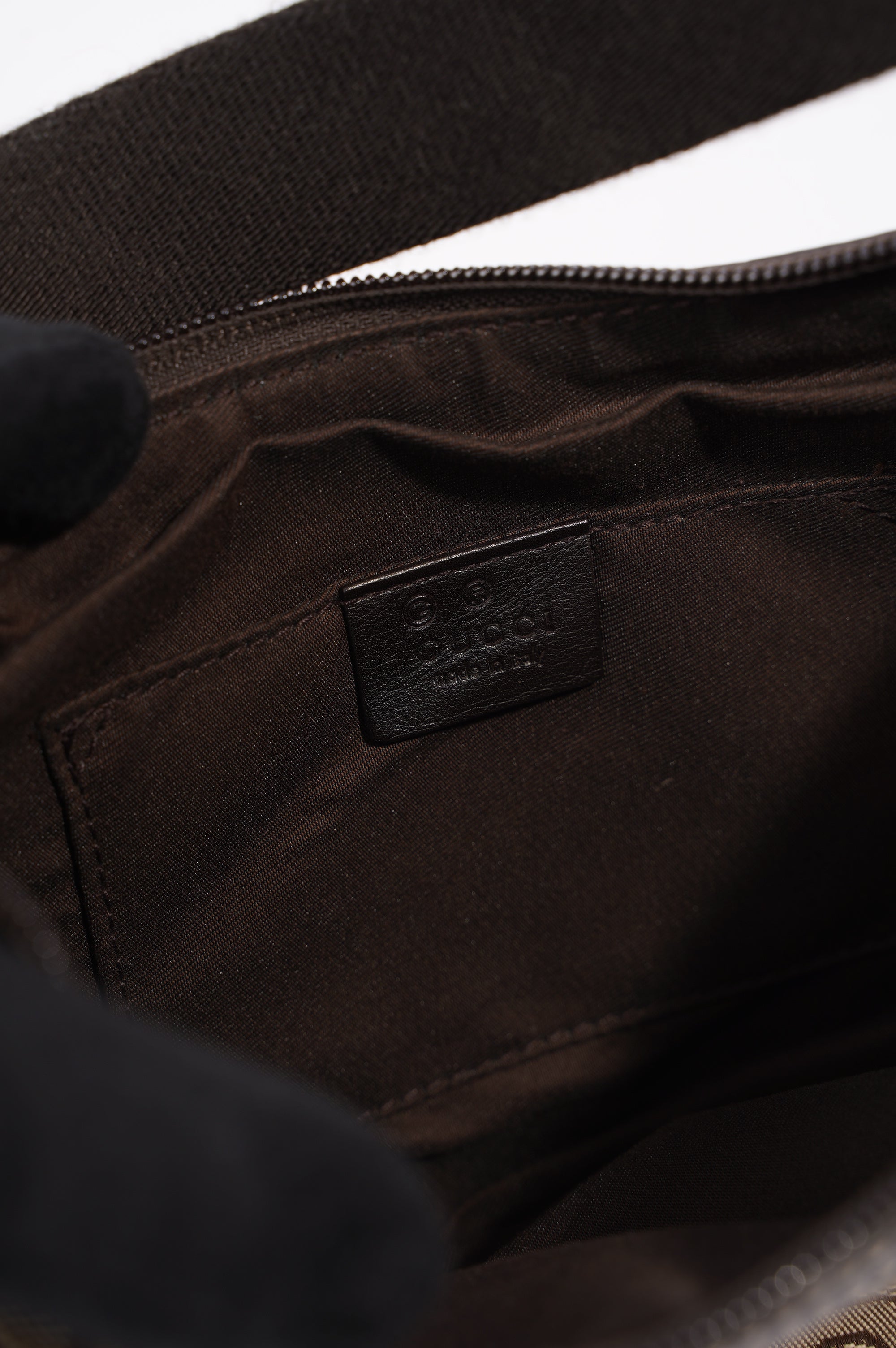 Gucci Womens Horsebit Canvas Shoulder Bag Brown Large