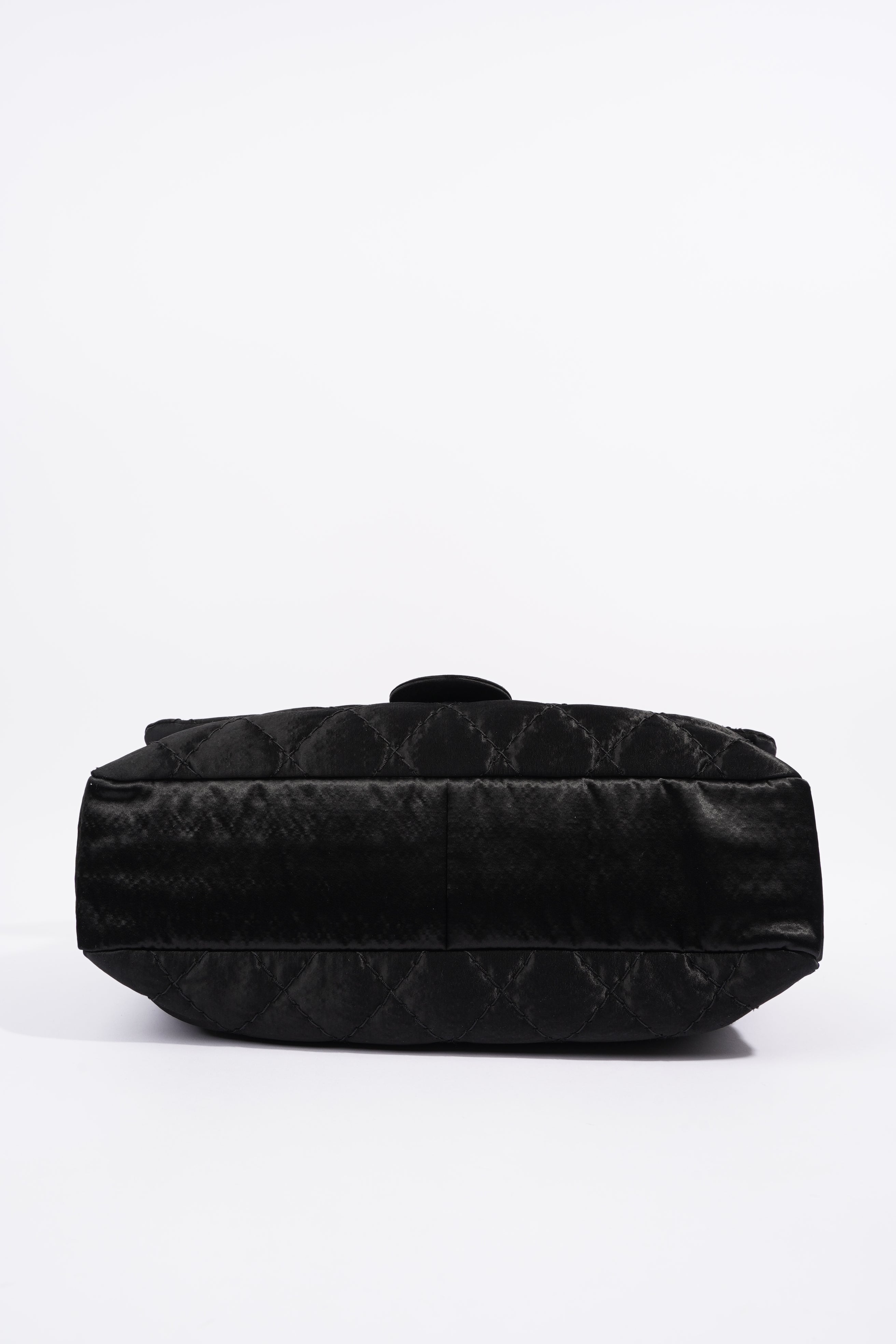 Chanel Satin Single Flap Bag Black Small XXL