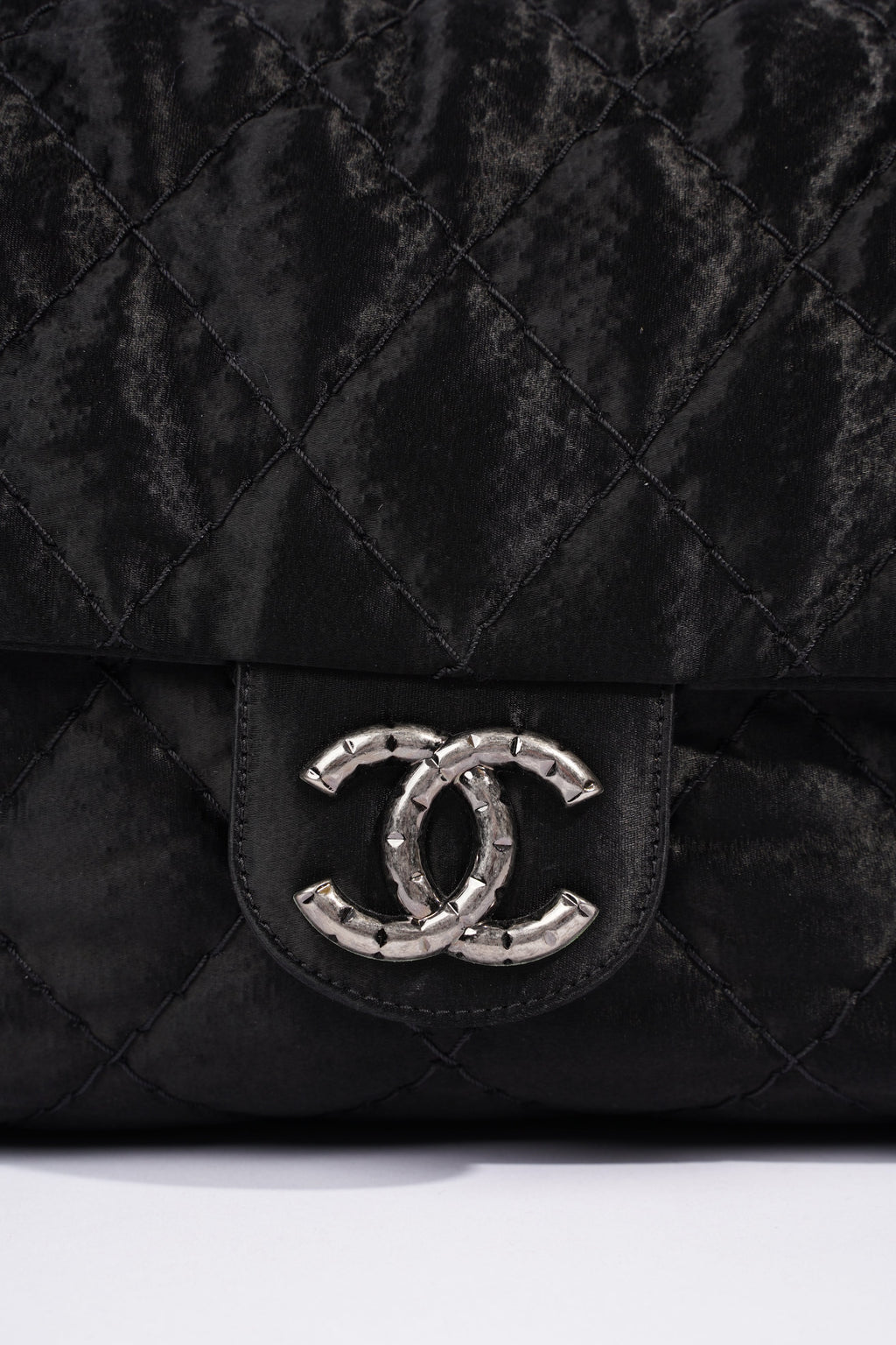 Chanel Satin Single Flap Bag Black Small XXL