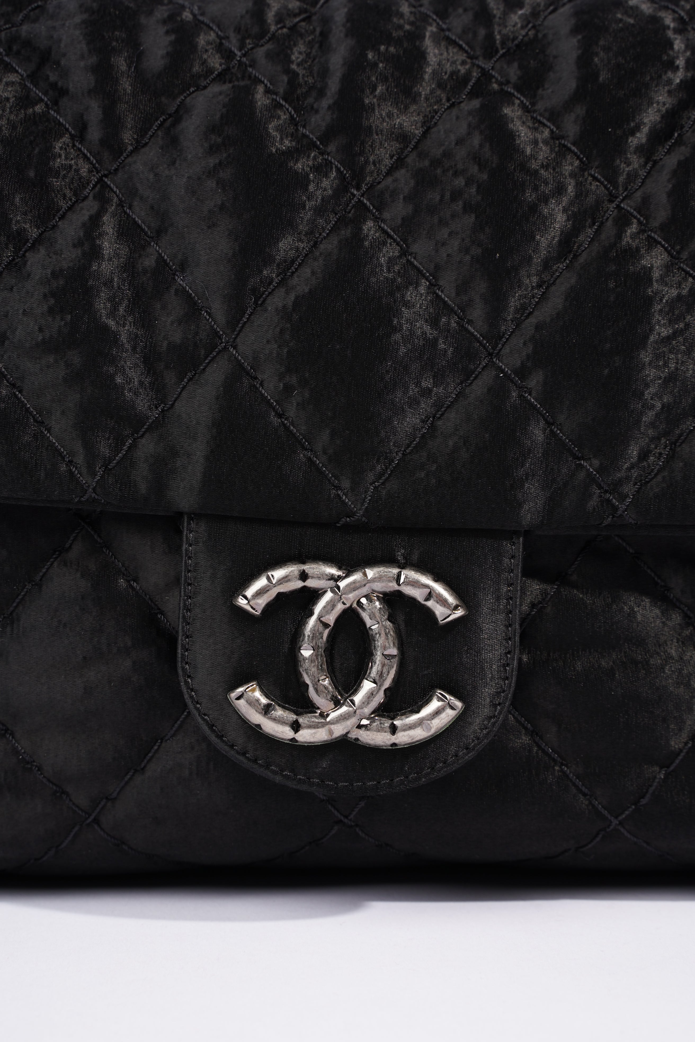 Chanel Satin Single Flap Bag Black Small XXL