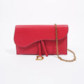 Christian Dior Womens Saddle On Chain Raspberry