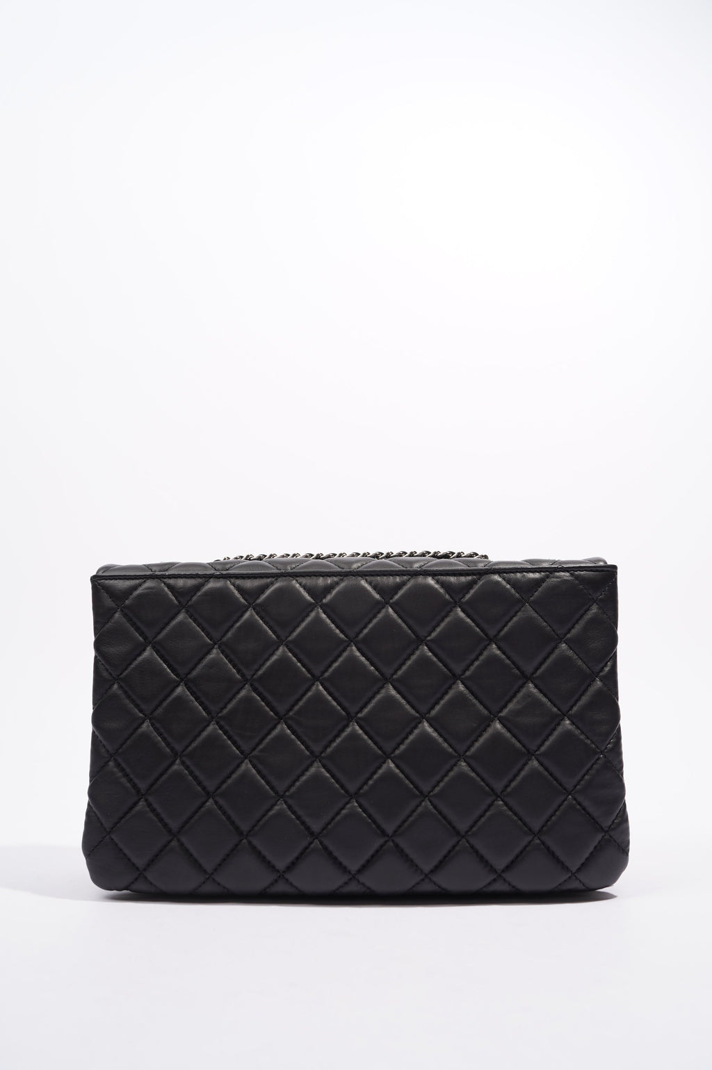 Chanel Womens Lambskin Quilted Flap Bag Black / Silver