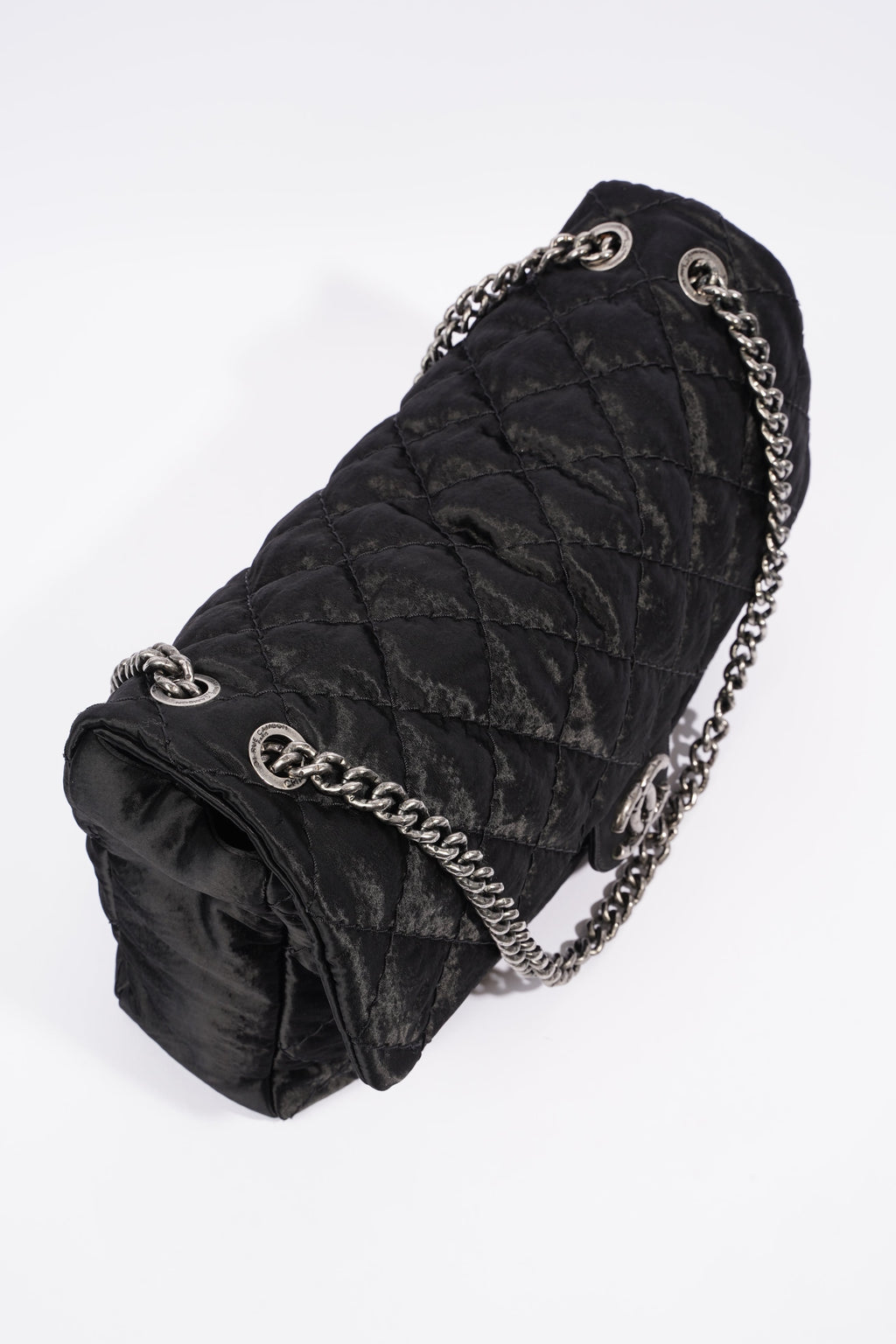Chanel Satin Single Flap Bag Black Small XXL