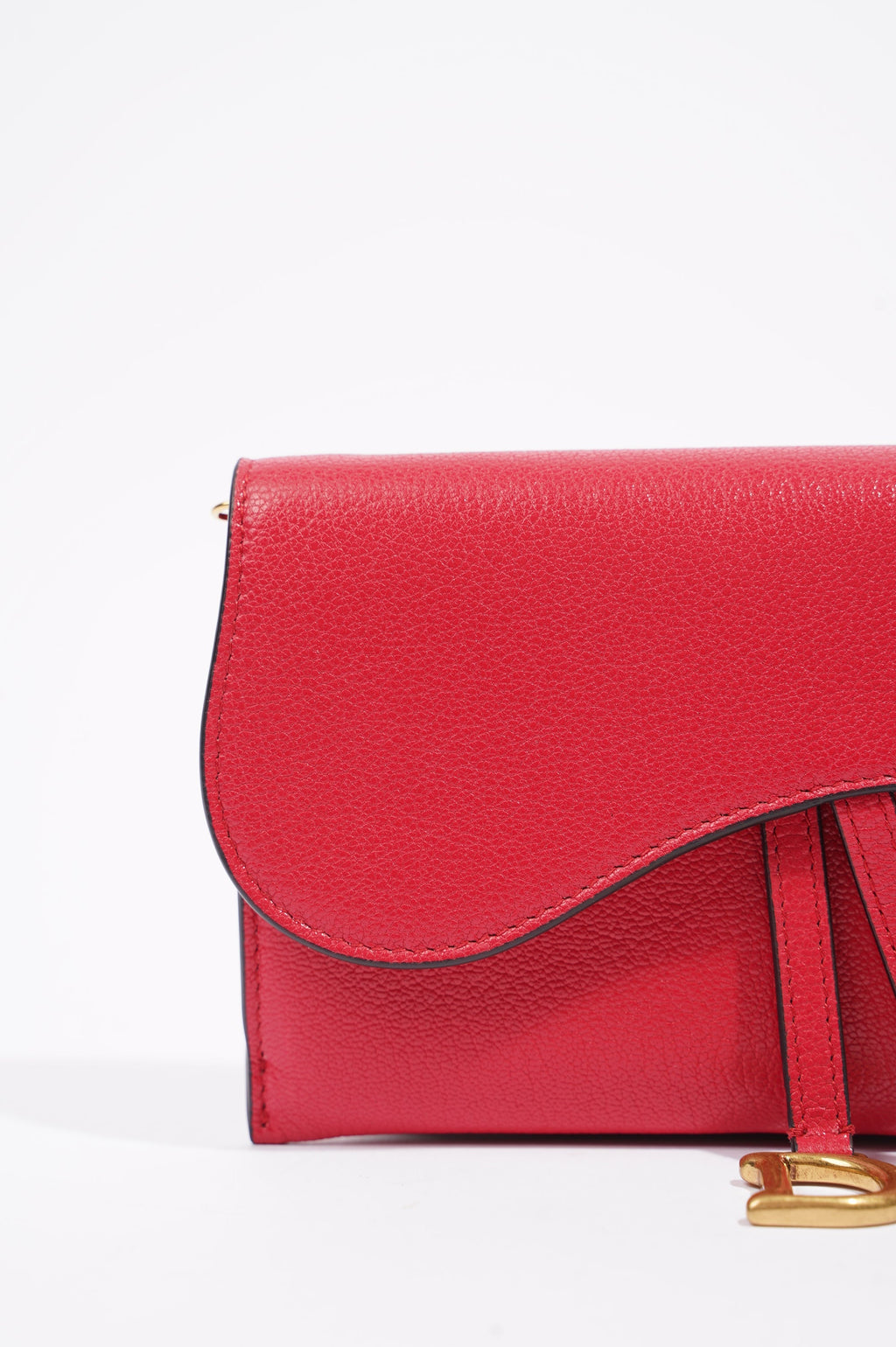 Christian Dior Womens Saddle On Chain Raspberry