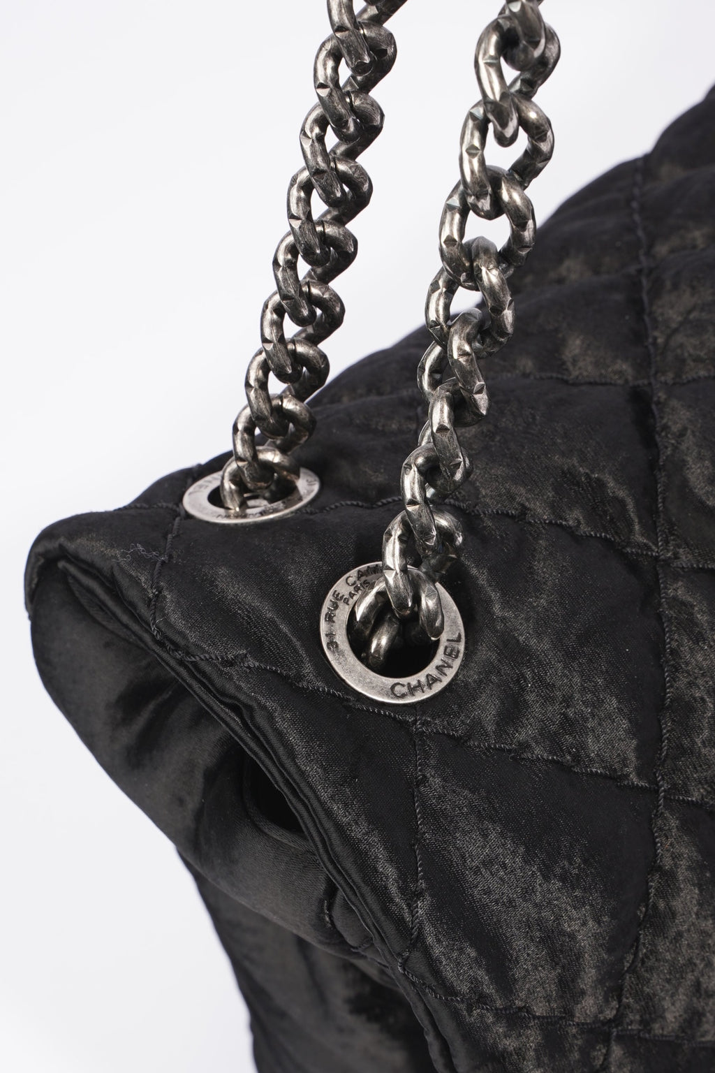 Chanel Satin Single Flap Bag Black Small XXL