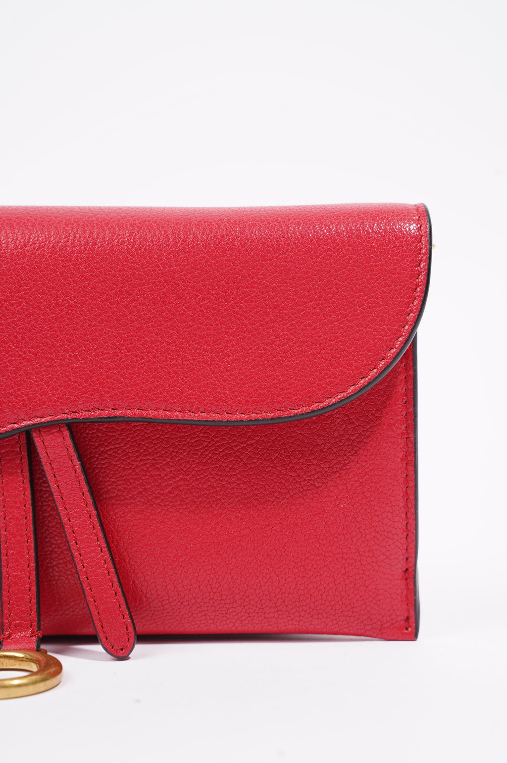 Christian Dior Womens Saddle On Chain Raspberry