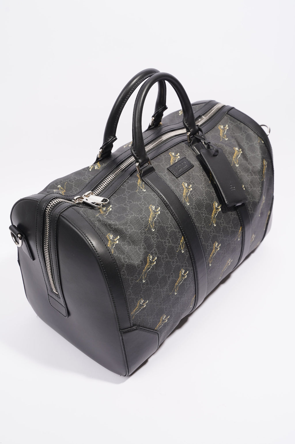 Gucci Mens Supreme Tigers Duffle Grey Canvas