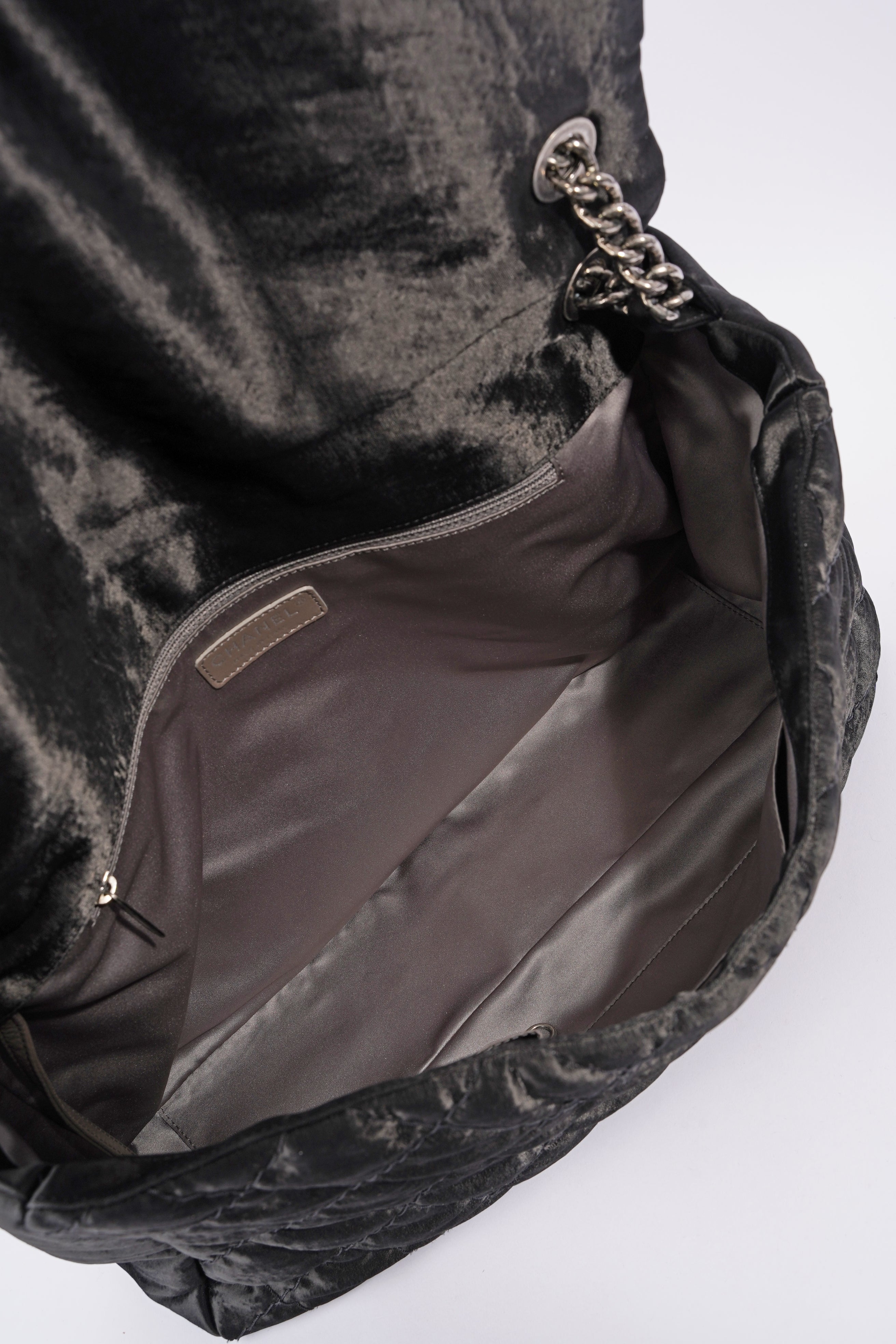 Chanel Satin Single Flap Bag Black Small XXL