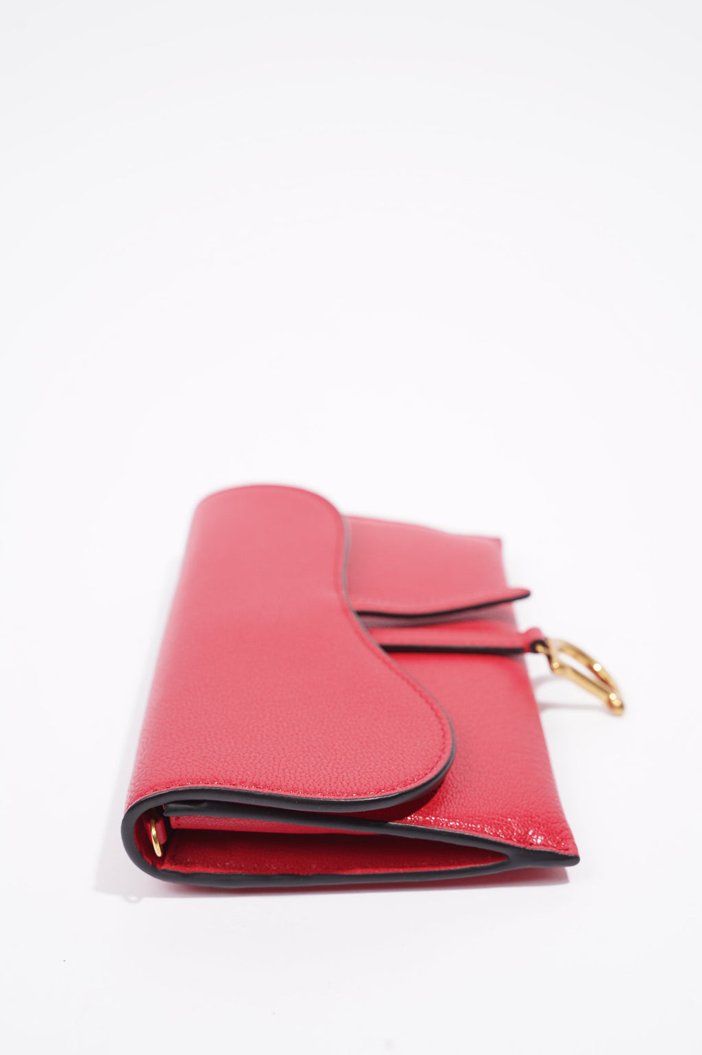 Christian Dior Womens Saddle On Chain Raspberry