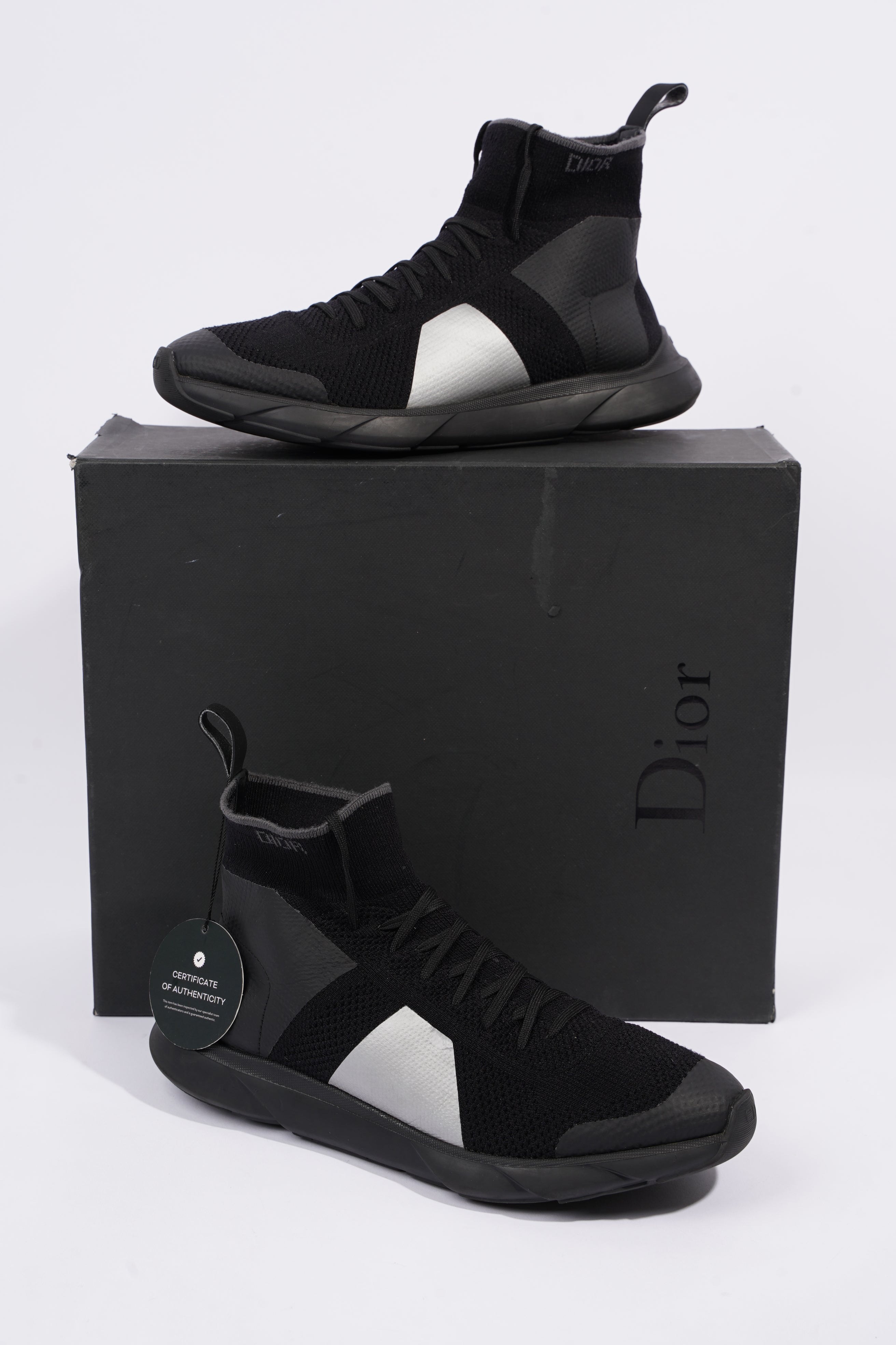 Christian Dior Mens B21 High Top Socks Black / Grey EU 41 / UK 7