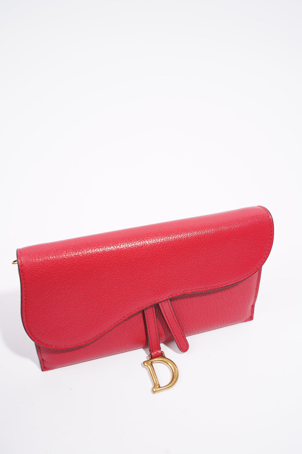 Christian Dior Womens Saddle On Chain Raspberry