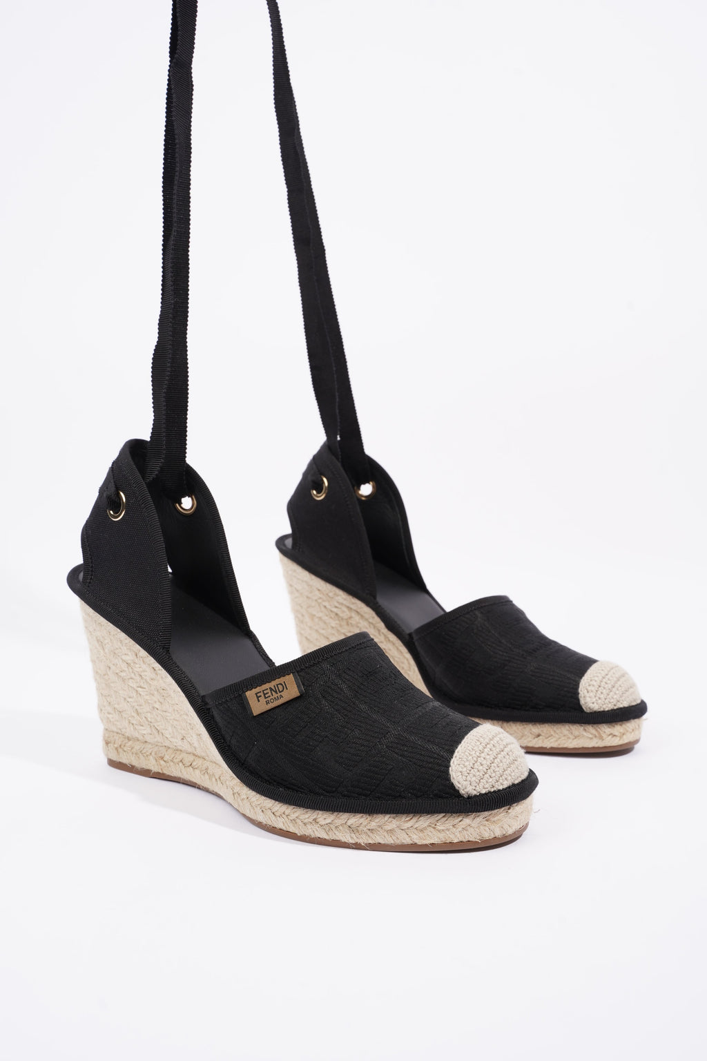 Fendi Womens Espadrilles Black EU 40 / UK 7