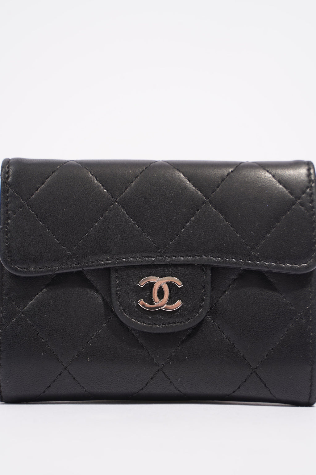 Chanel Womens Lamb Skin Wallet Black