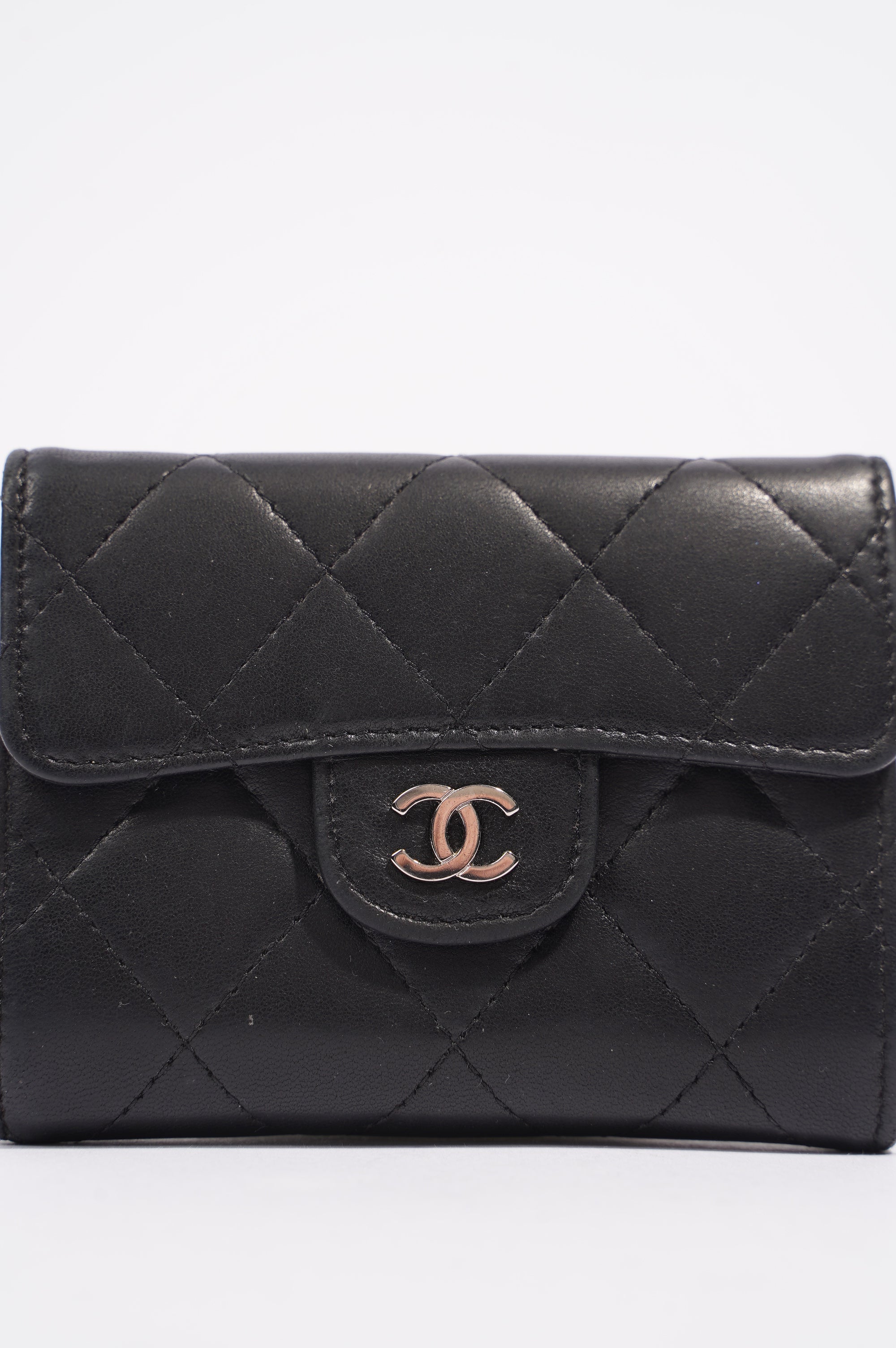 Chanel Womens Lamb Skin Wallet Black
