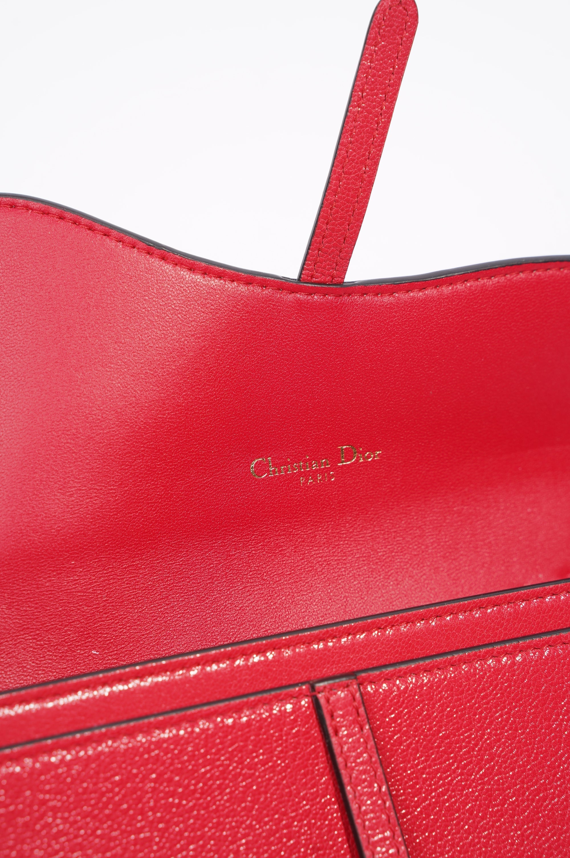 Christian Dior Womens Saddle On Chain Raspberry