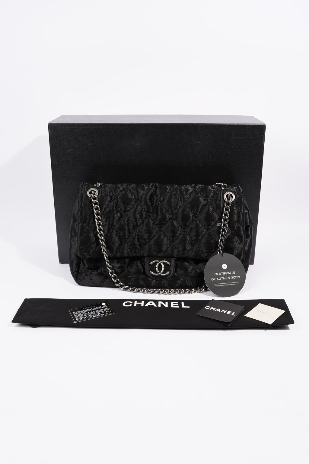 Chanel Satin Single Flap Bag Black Small XXL