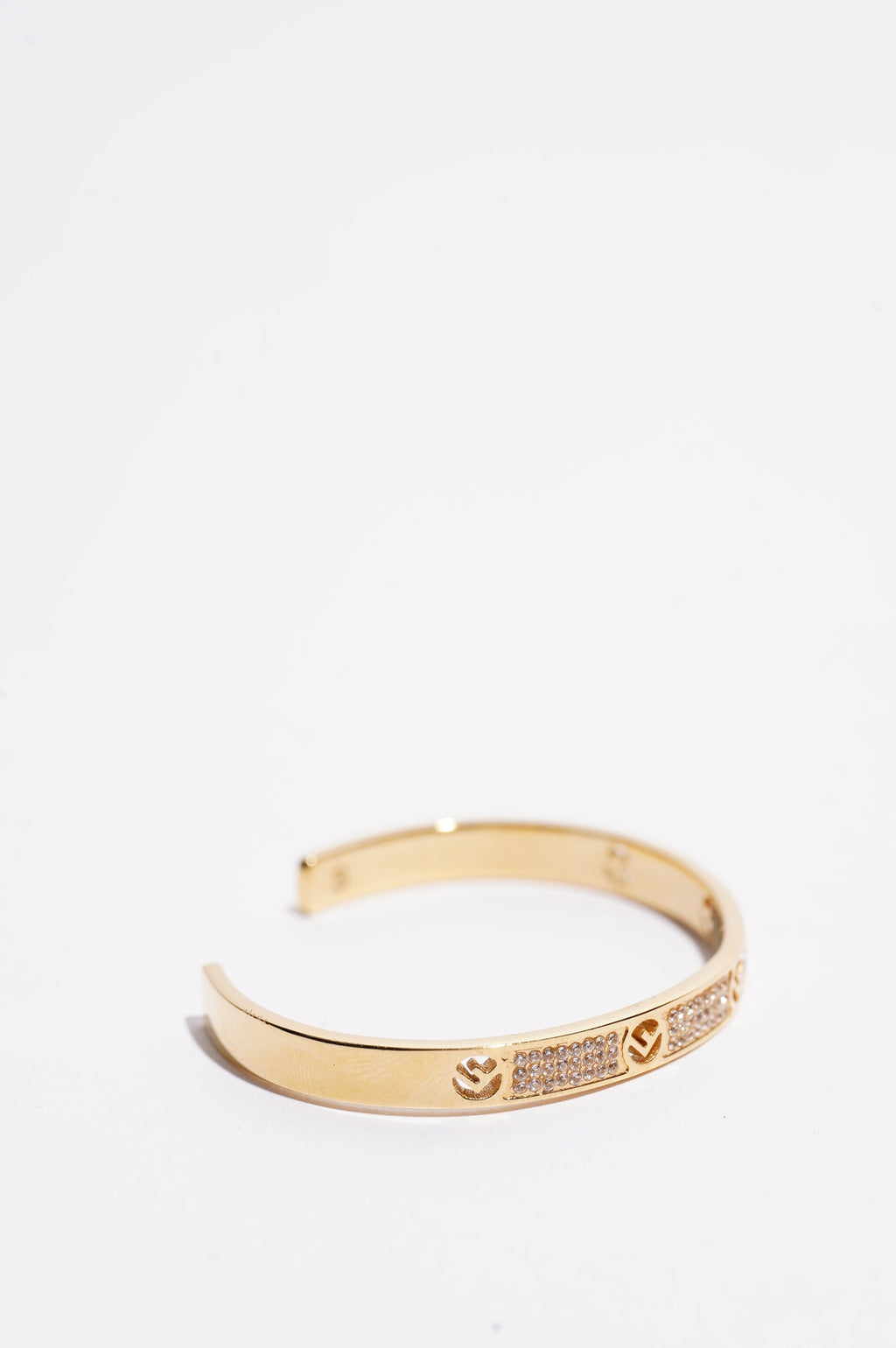 Fendi Womens F Is Fendi Bracelet Gold Crystal S