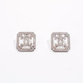 Chanel Womens Square Earrings Silver