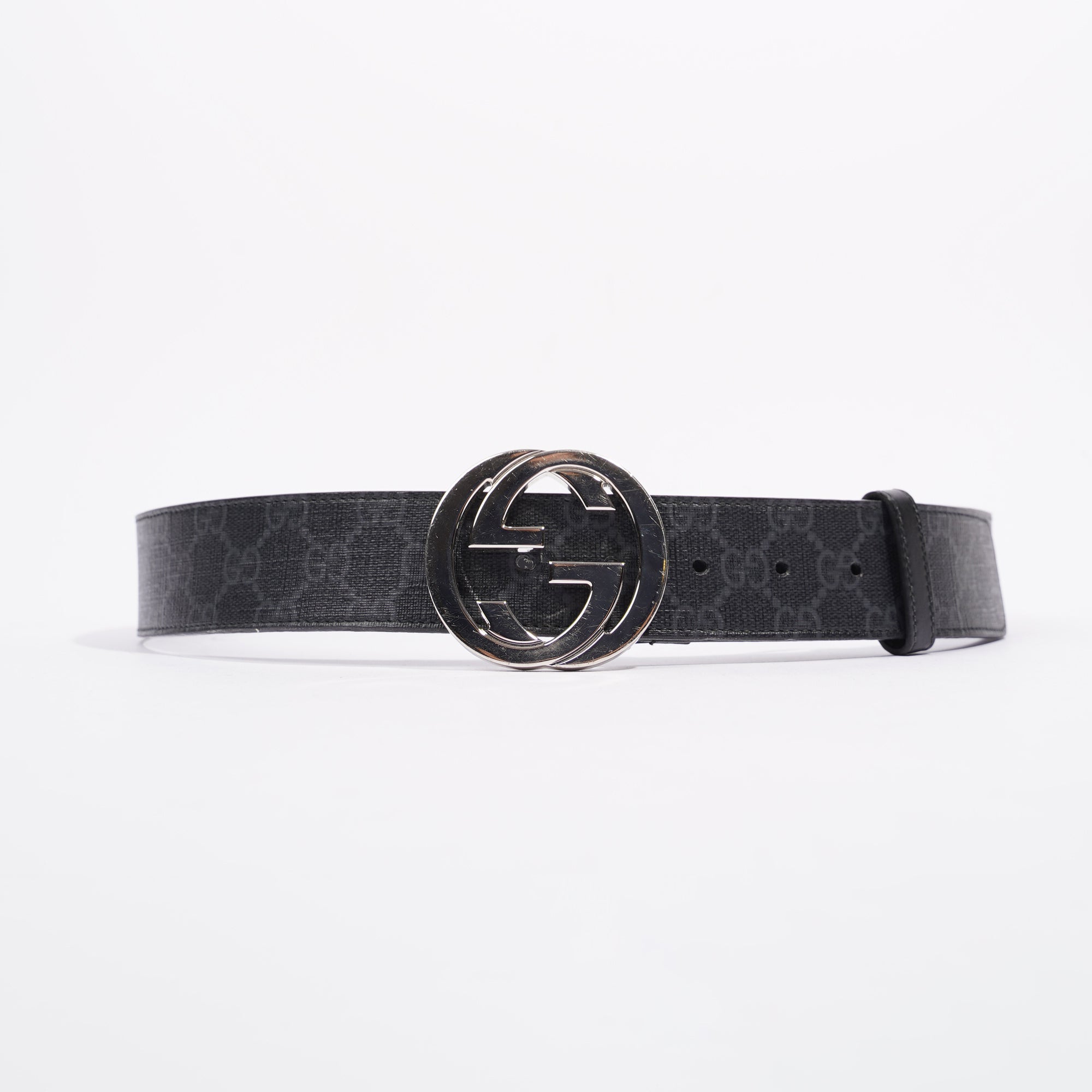 Gucci Mens Interlocking Belt Black / Silver 100cm -40"