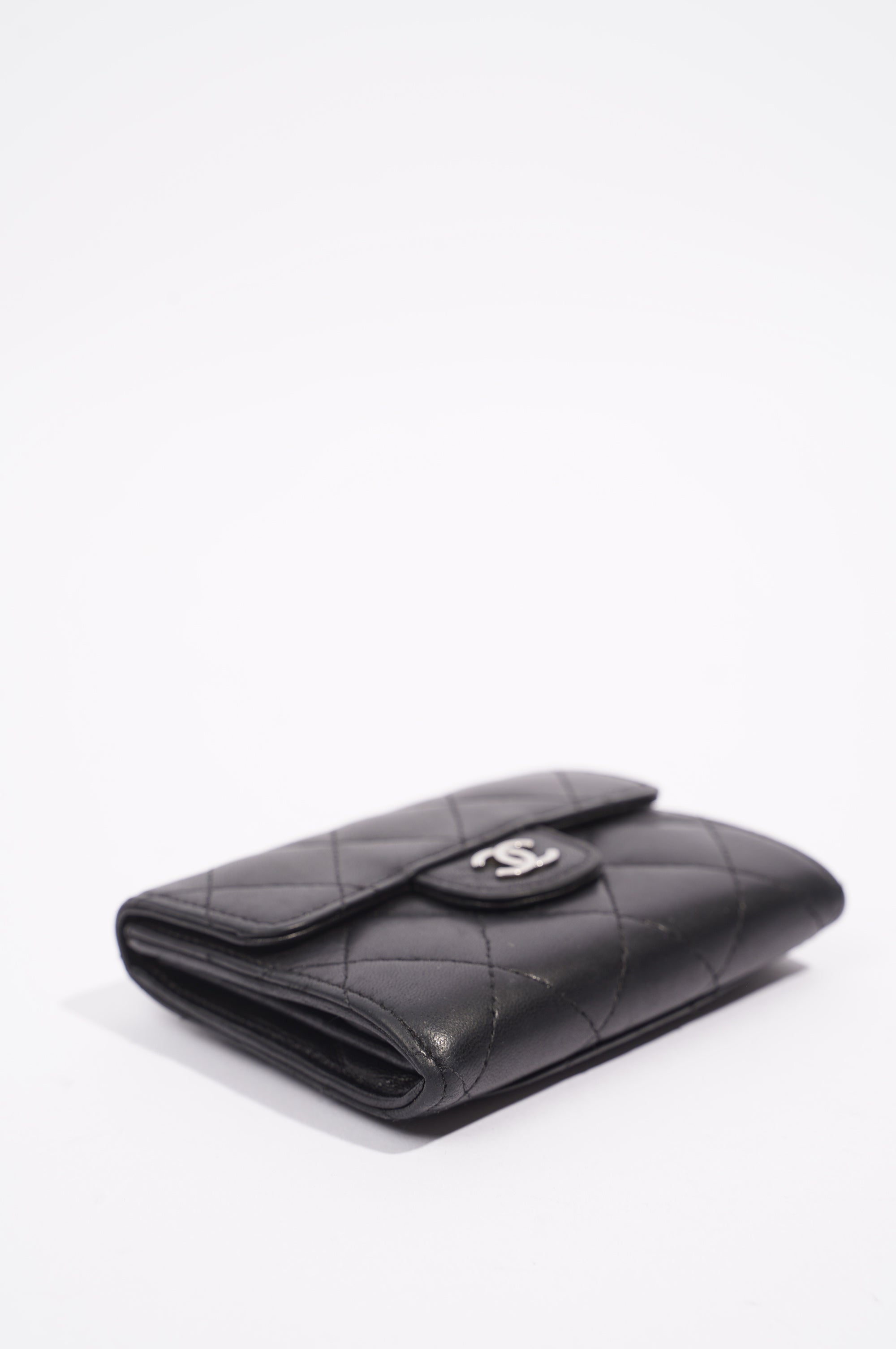 Chanel Womens Lamb Skin Wallet Black