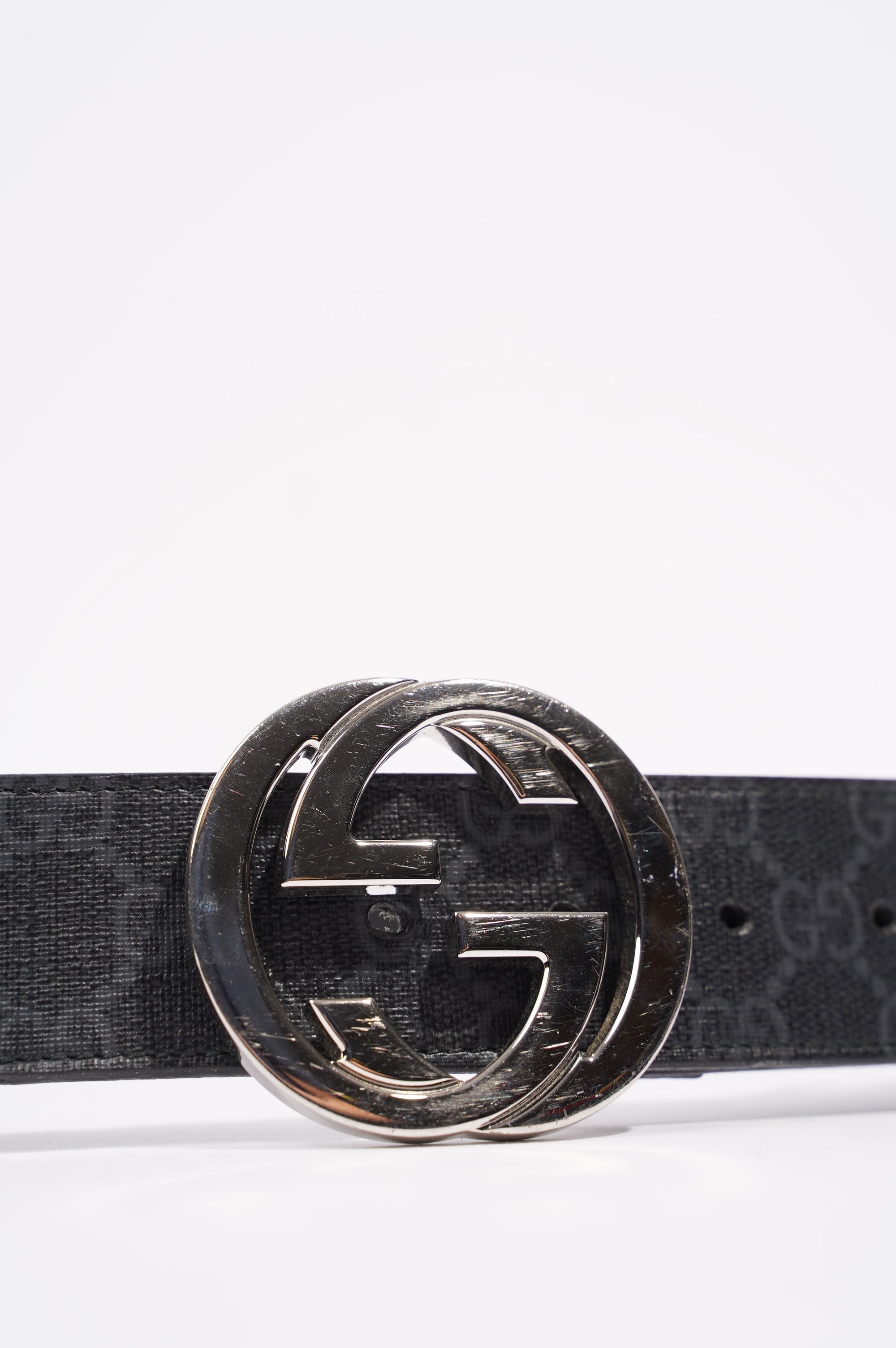 Gucci Mens Interlocking Belt Black / Silver 100cm -40"