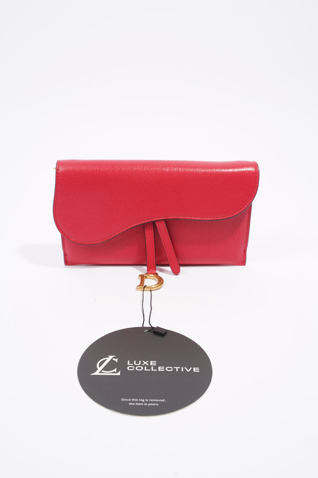 Christian Dior Womens Saddle On Chain Raspberry